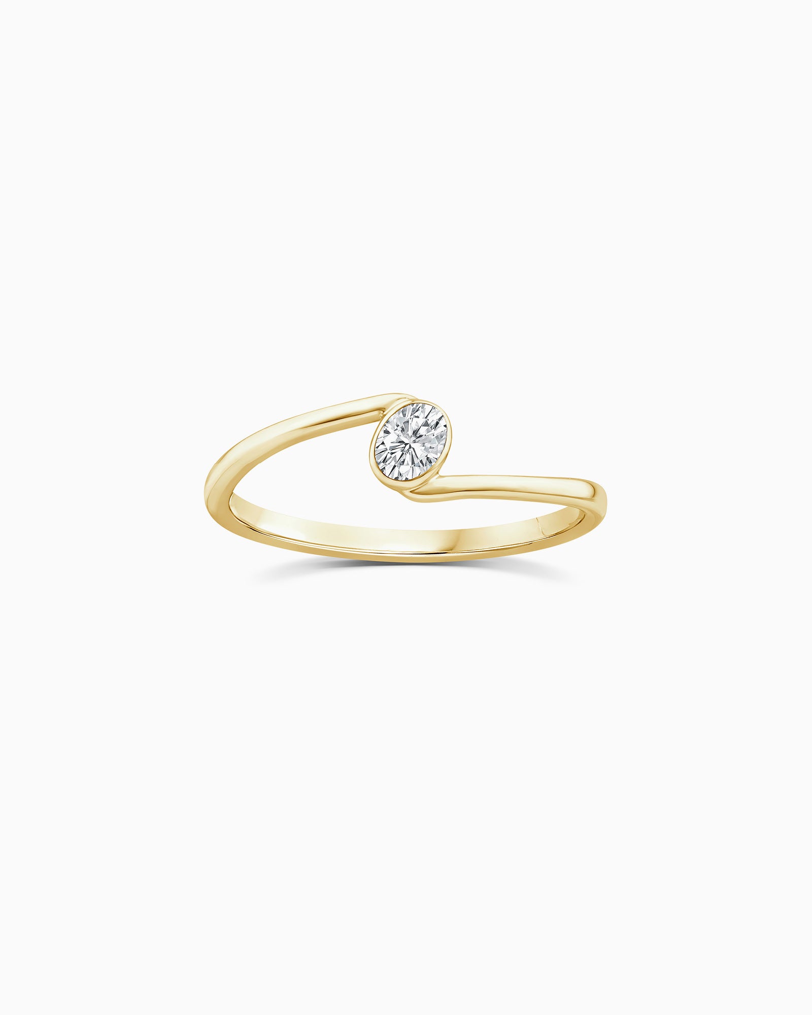 Radiance 9K Yellow Gold Offset Oval Lab Grown Diamond Ring