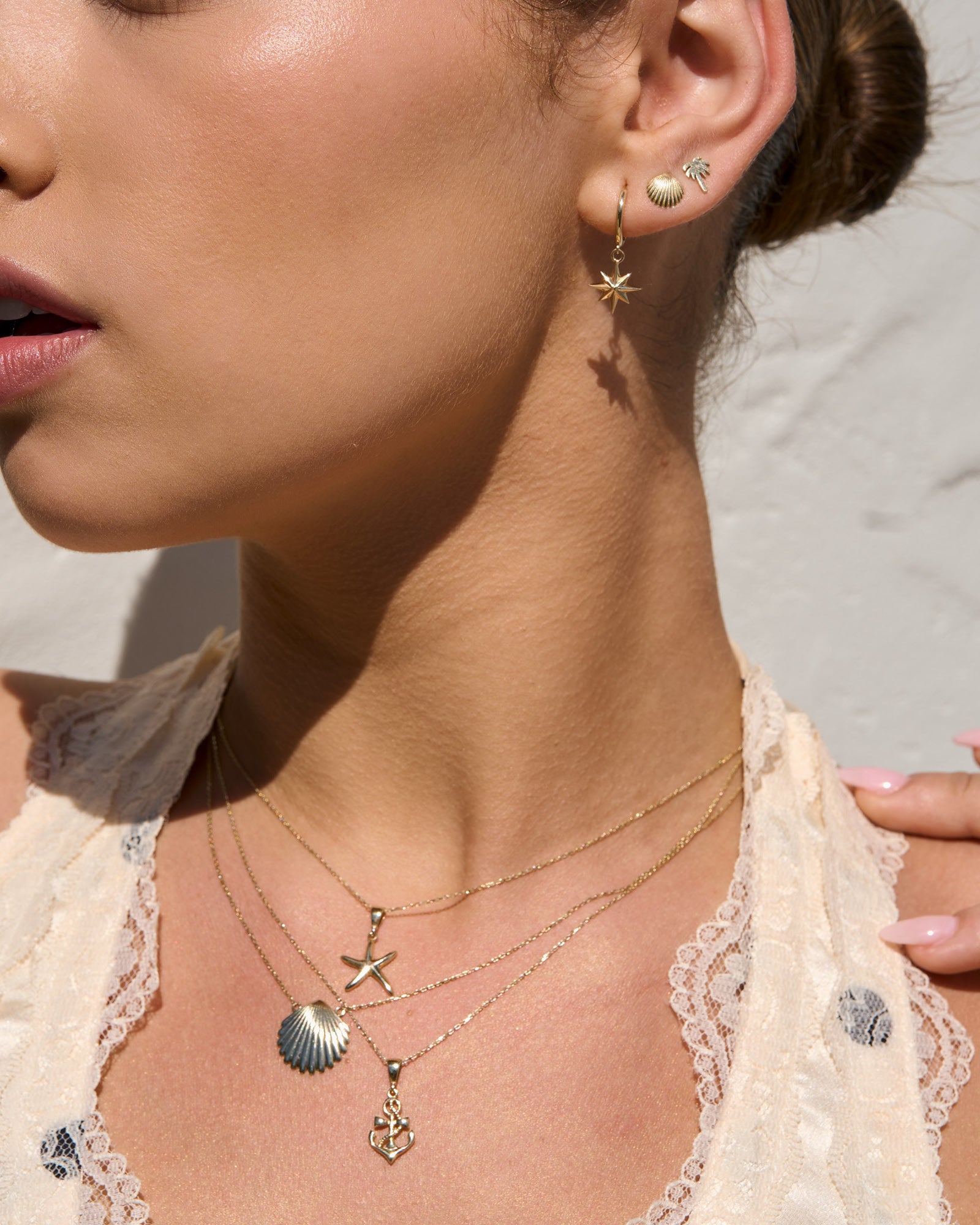 Oceane 9K Gold Faith Love Hope Necklace