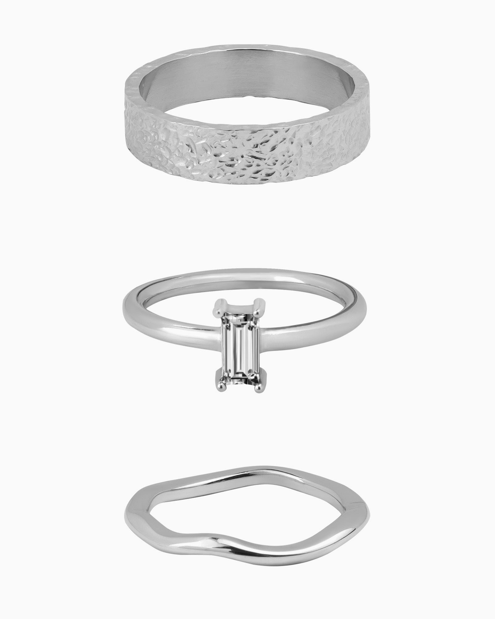 Silver Ring Trio Set