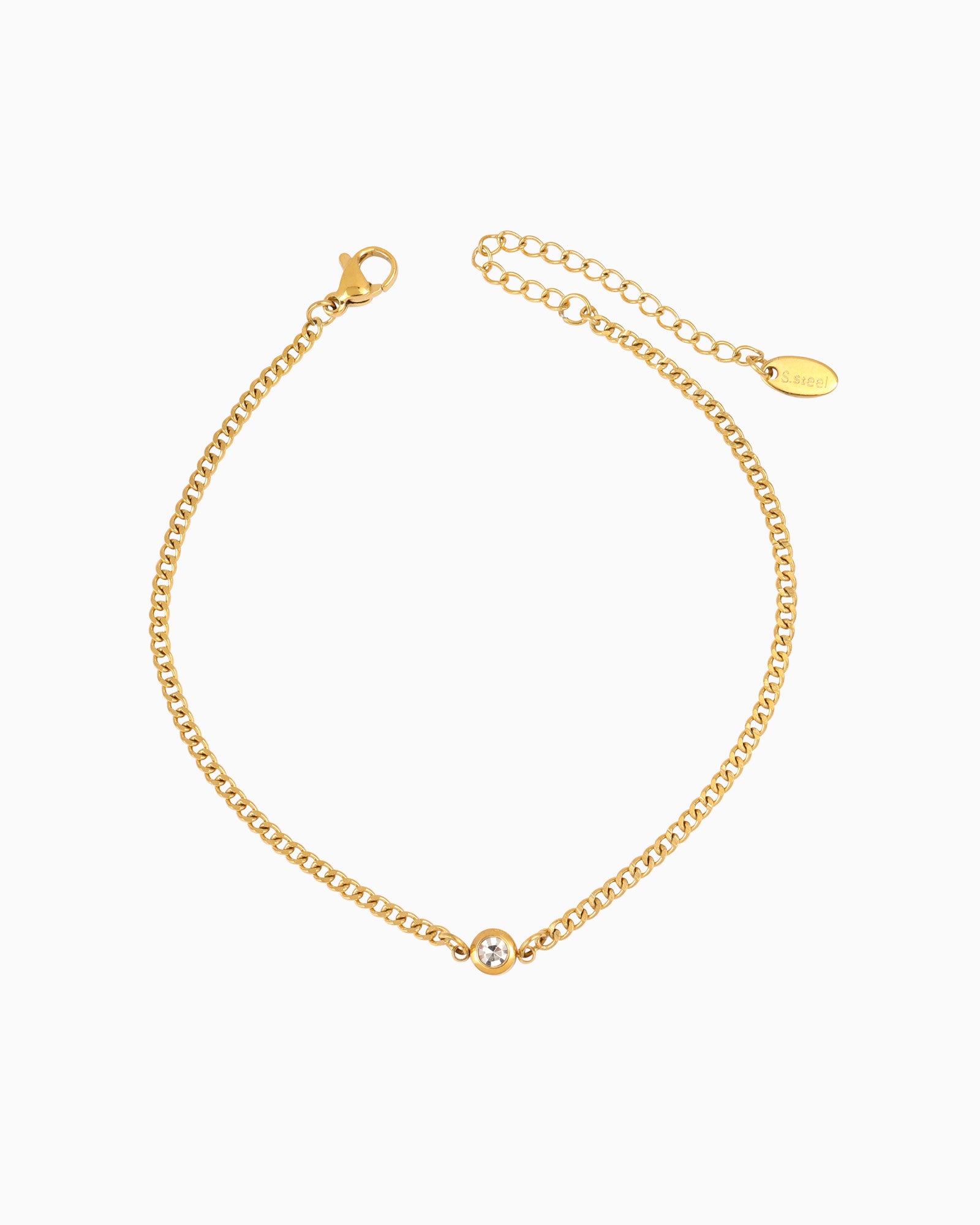Classic Curb Cubic Zirconia Anklet