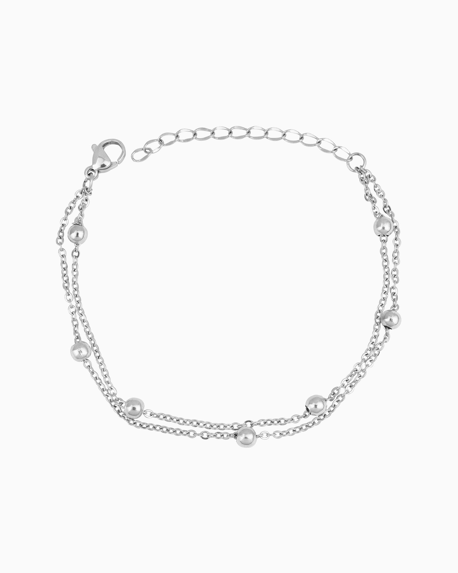 Essentials Double Chain With Spaced Bead Bracelet