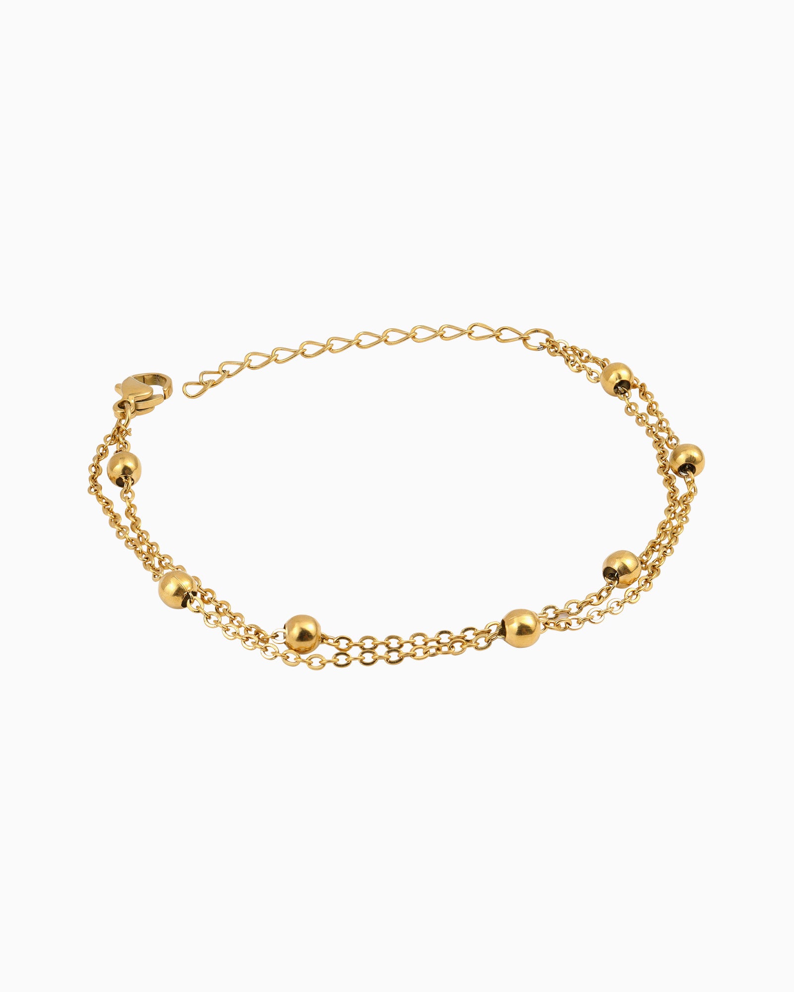 Gold Cuff & Layered Chain Bracelet Set