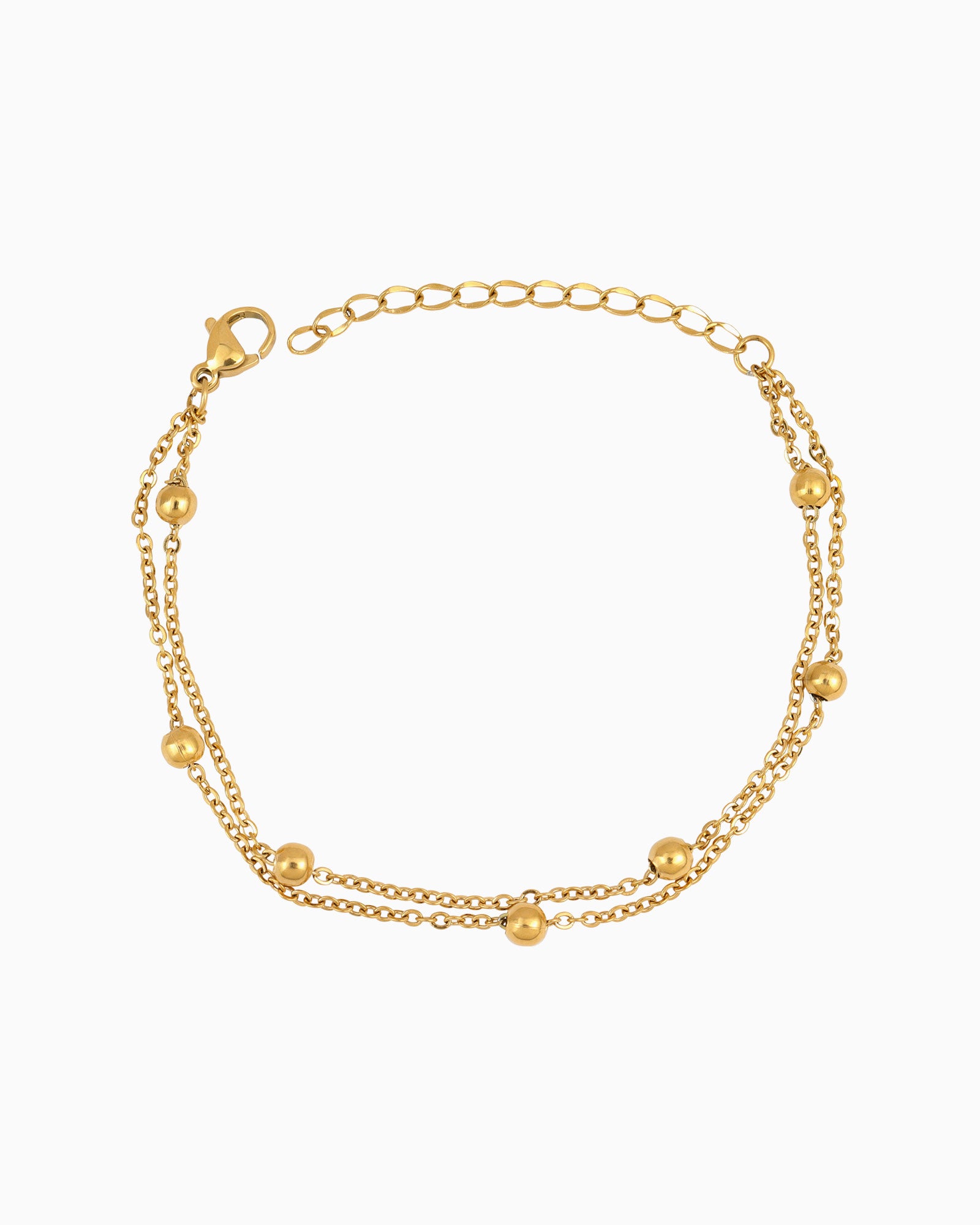 Essentials Double Chain With Spaced Bead Bracelet
