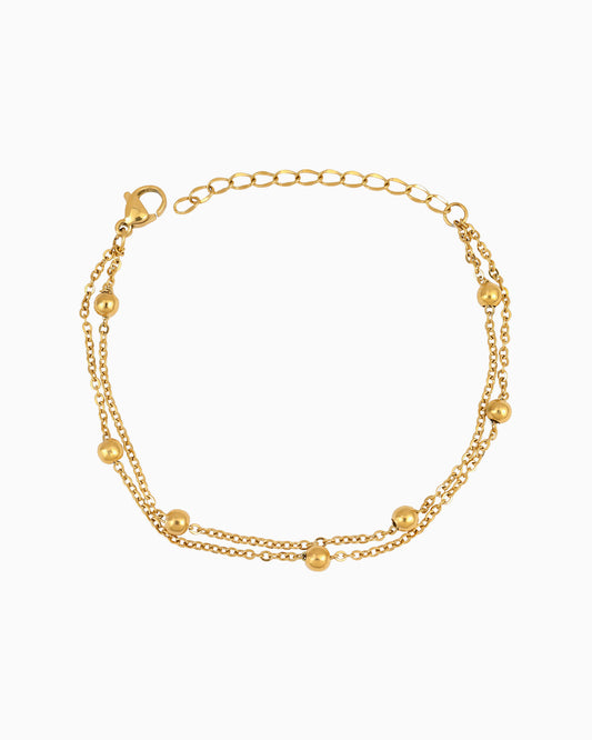 Essentials Double Chain With Spaced Bead Bracelet | Zoe Olivia Jewellery Australia