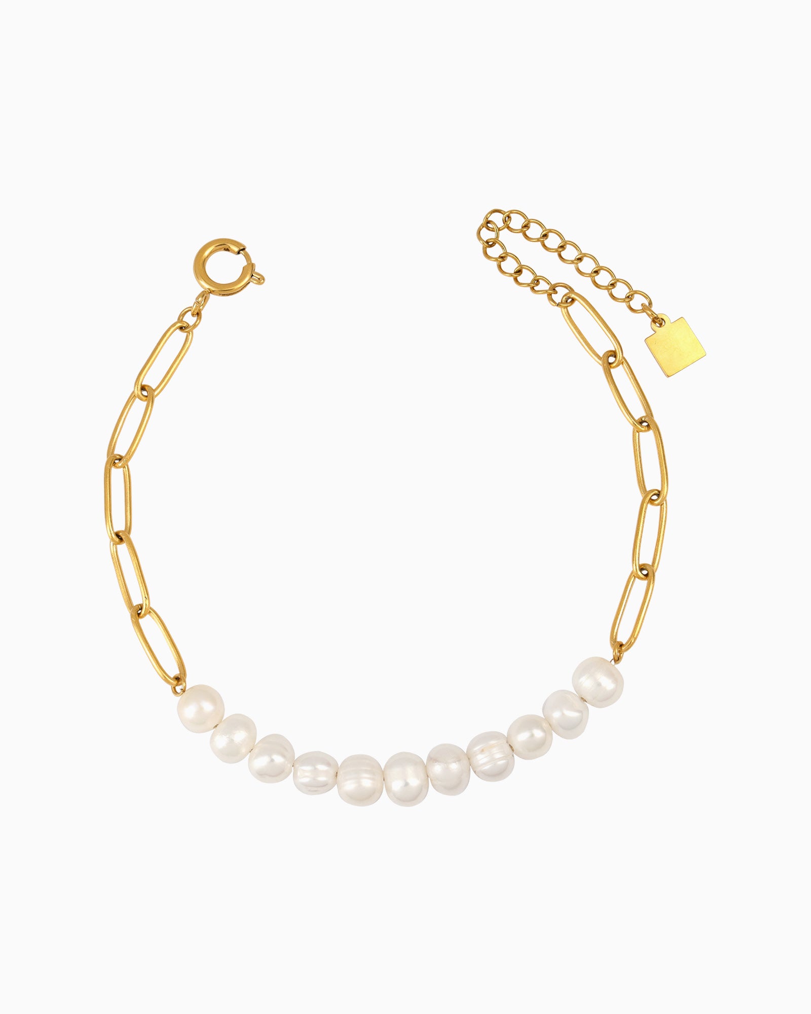 Opaline Half Link & Freshwater Pearl Bracelet