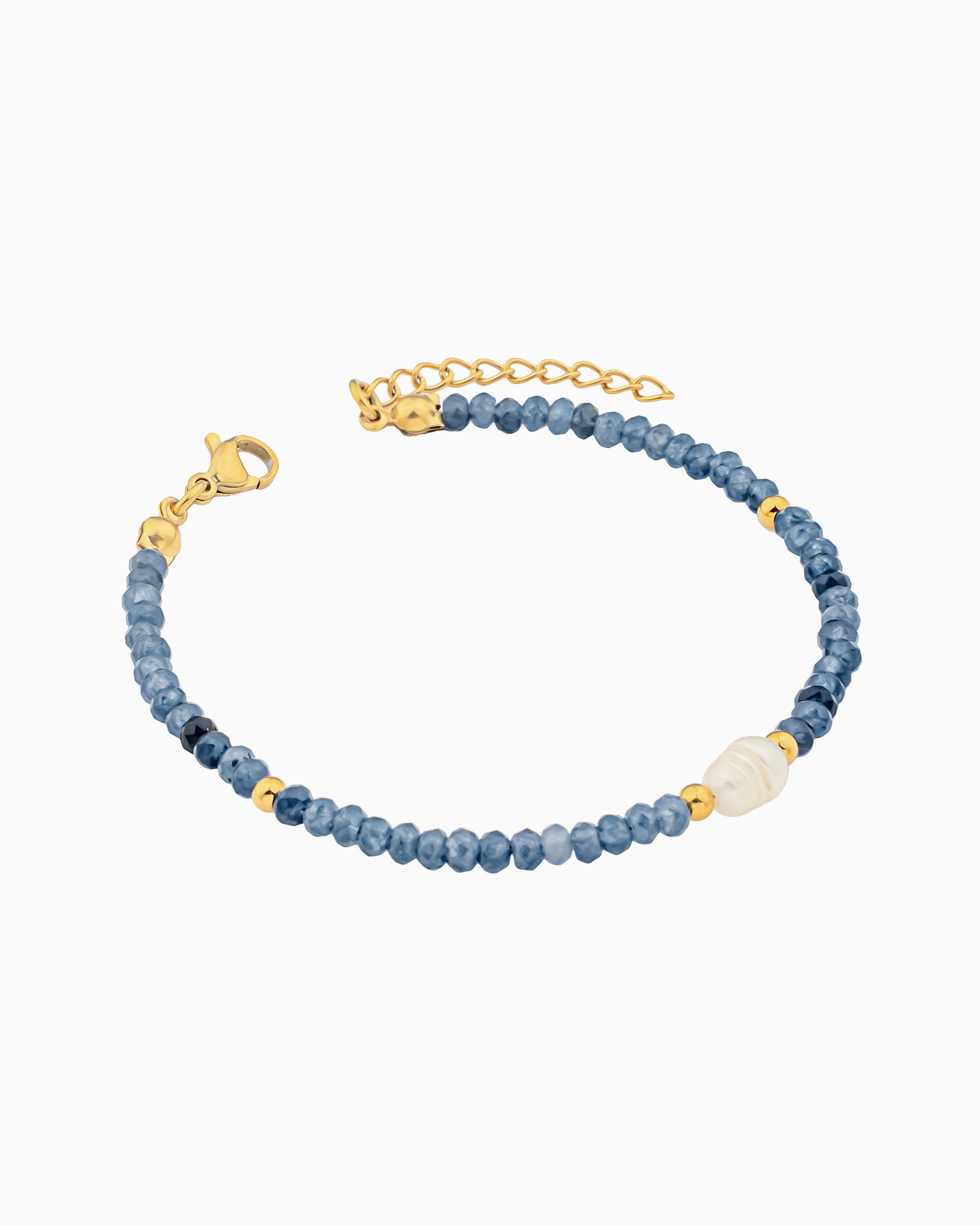 Solara Dark Blue Jade & Cultured Freshwater Pearl Bracelet | Zoe Olivia Jewellery Australia