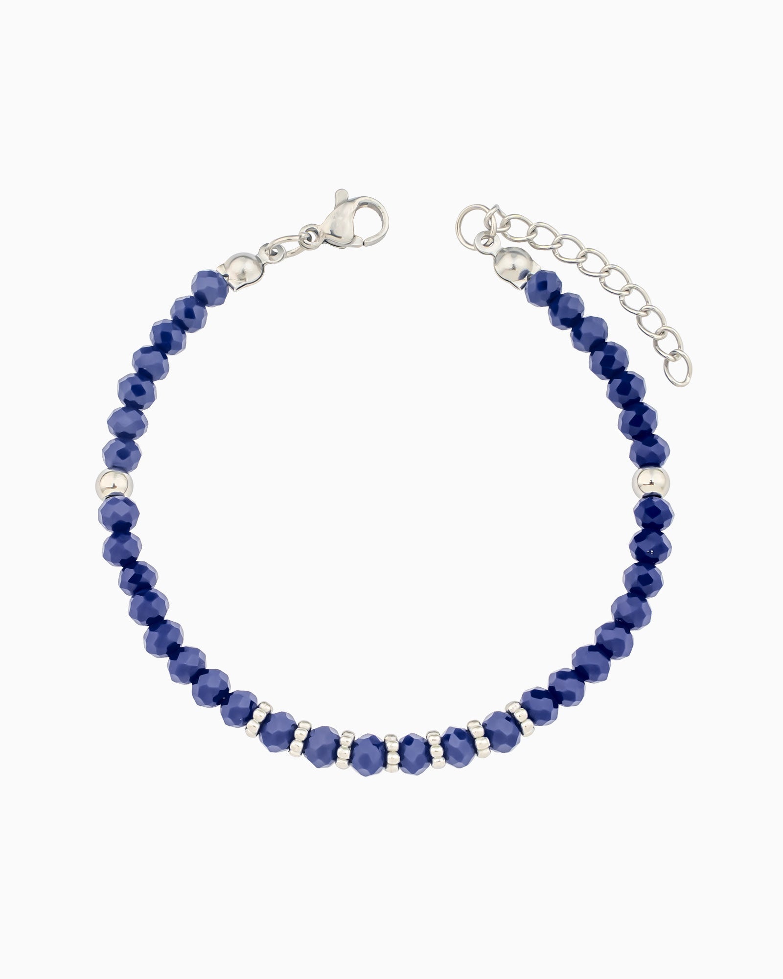 Solara Dark Blue & Silver Beaded Bracelet | Zoe Olivia Jewellery Australia