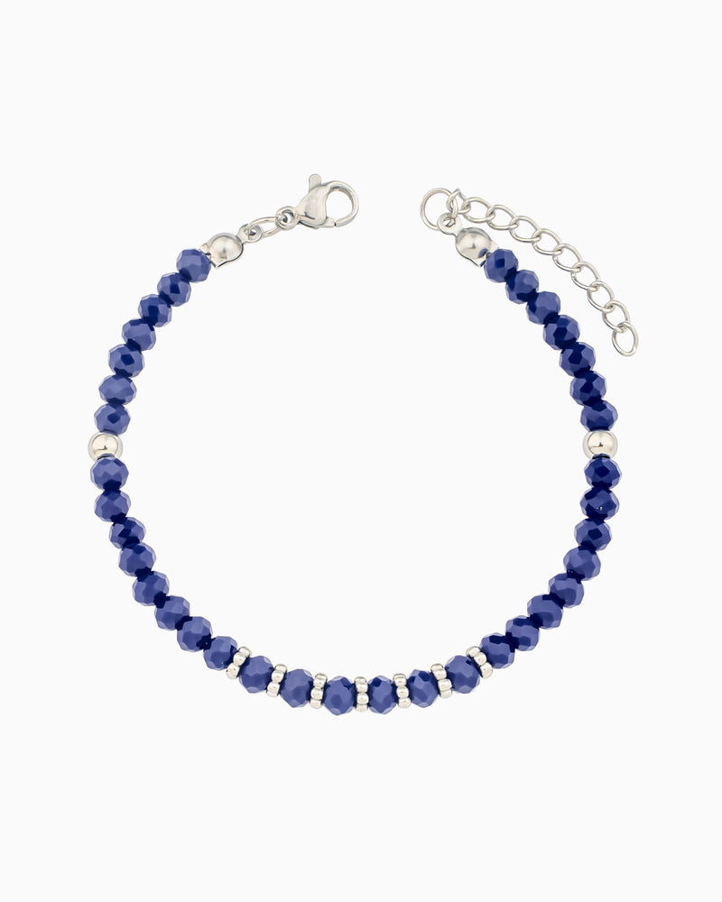 Solara Dark Blue & Silver Beaded Bracelet | Zoe Olivia Jewellery Australia