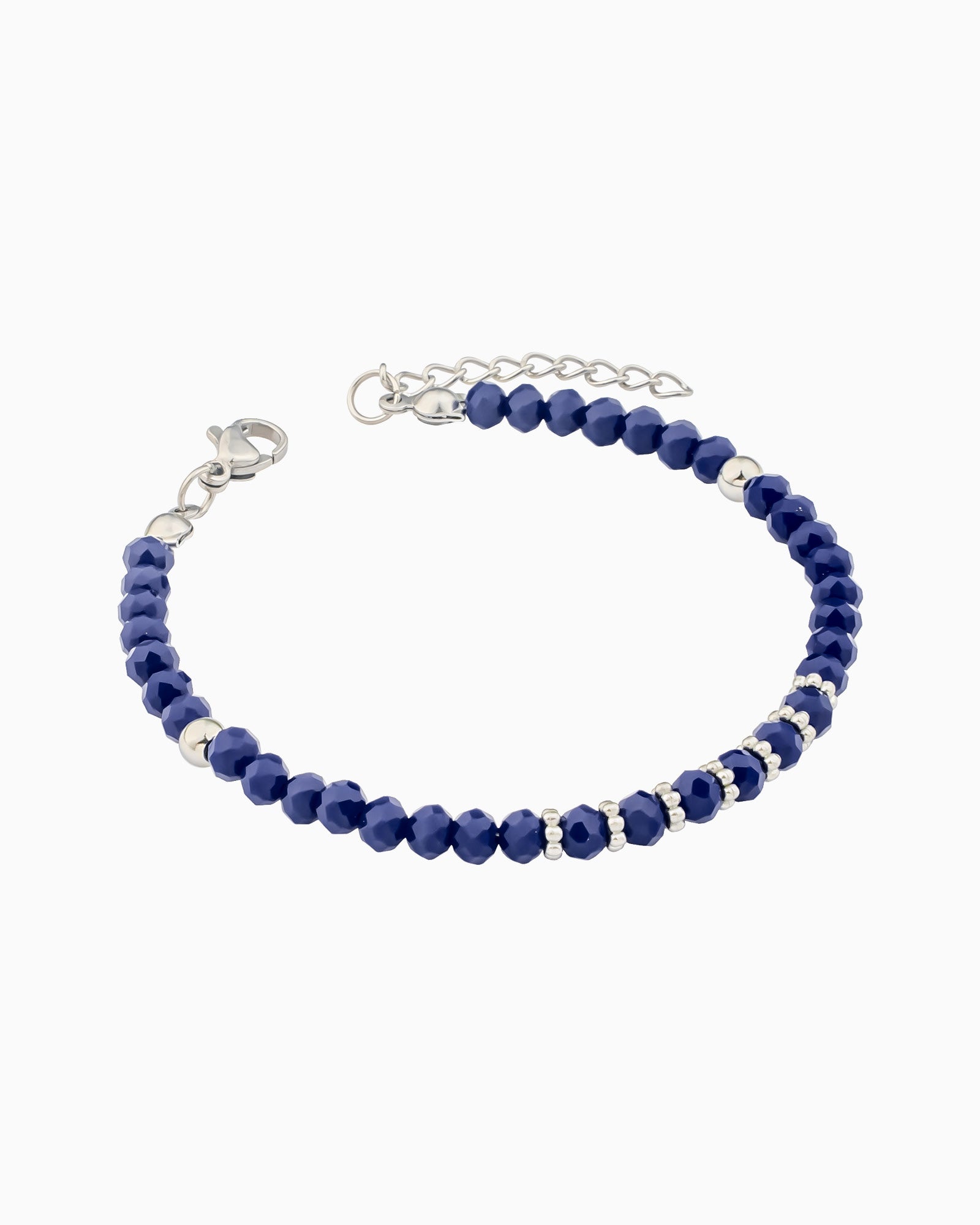 Solara Dark Blue & Silver Beaded Bracelet | Zoe Olivia Jewellery Australia