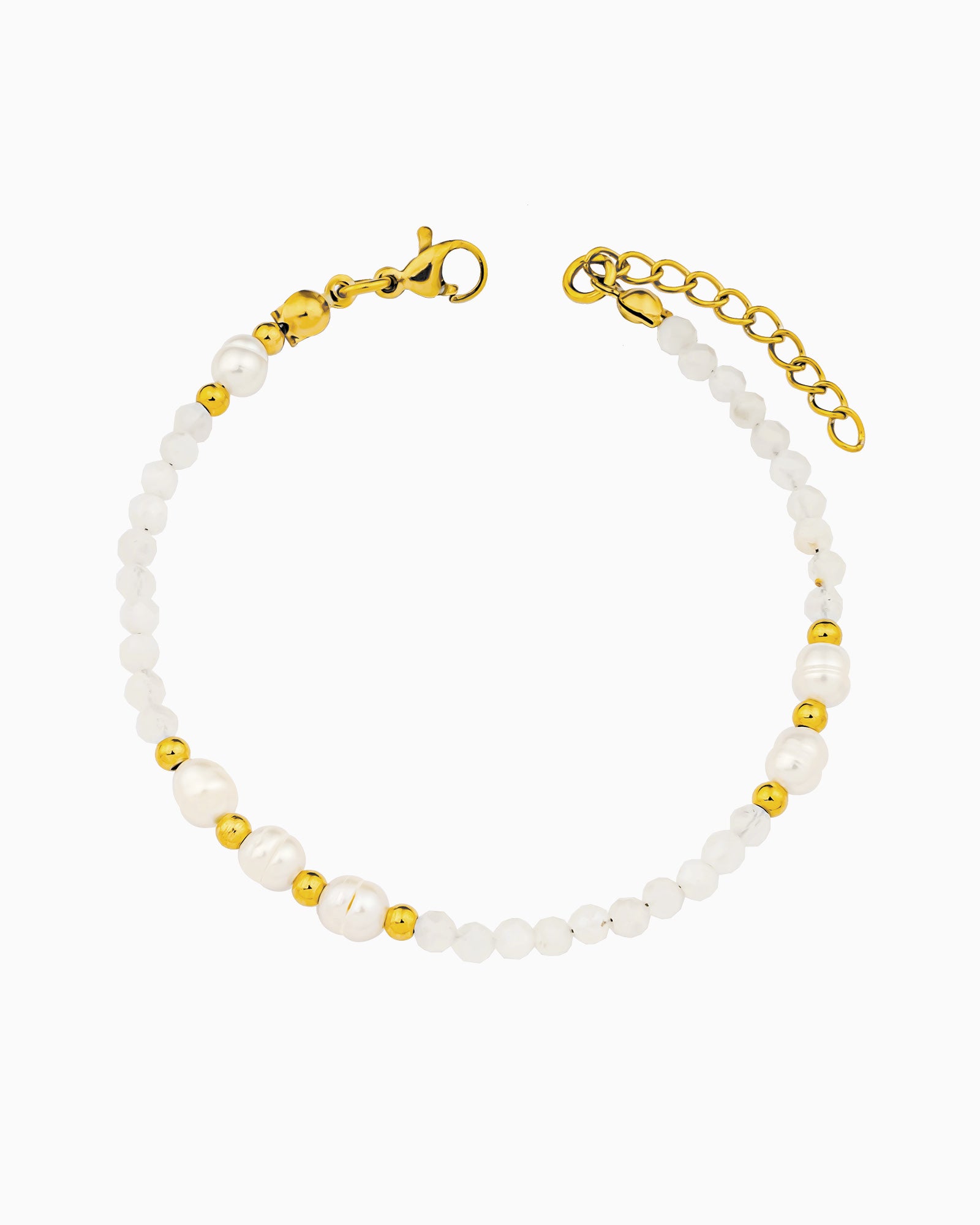 Solara Moonstone & Amazonite Gold Beaded Bracelet Set