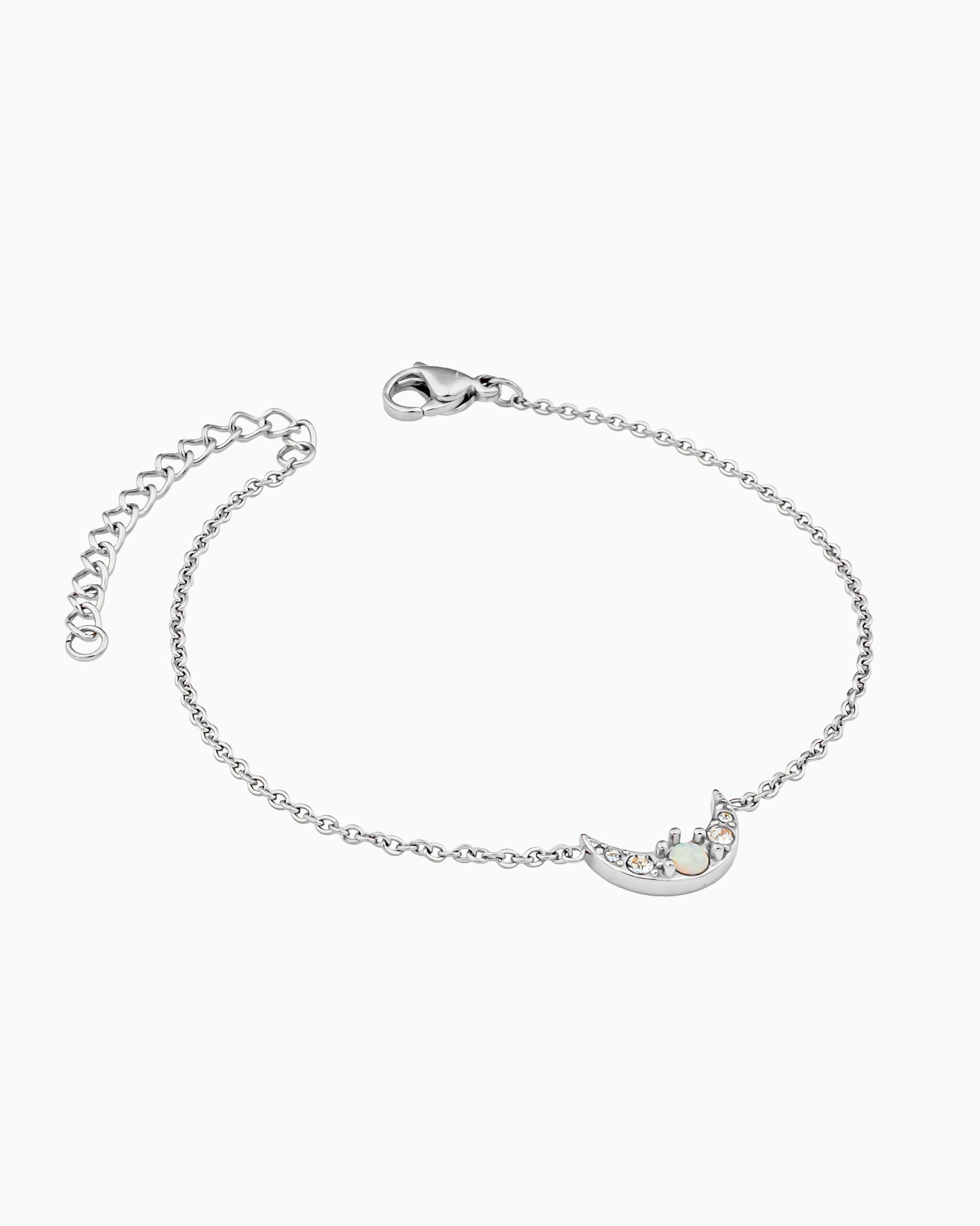 Iridescent Opal and Cubic Zirconia Moon Bracelet in Silver | Zoe Olivia Jewellery Australia
