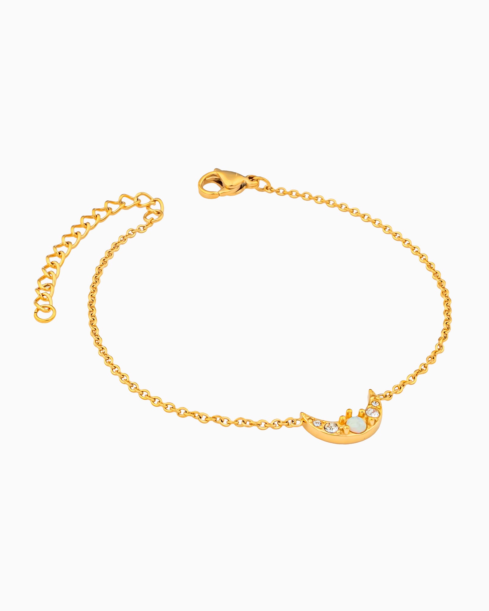 Iridescent Opal and Cubic Zirconia Moon Bracelet in Gold | Zoe Olivia Jewellery Australia