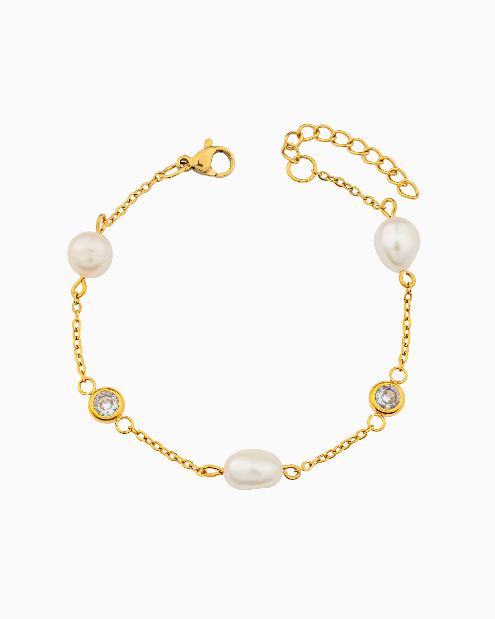 Luna Freshwater Pearl and Cubic Zirconia Station Bracelet | Zoe Olivia Jewellery Australia