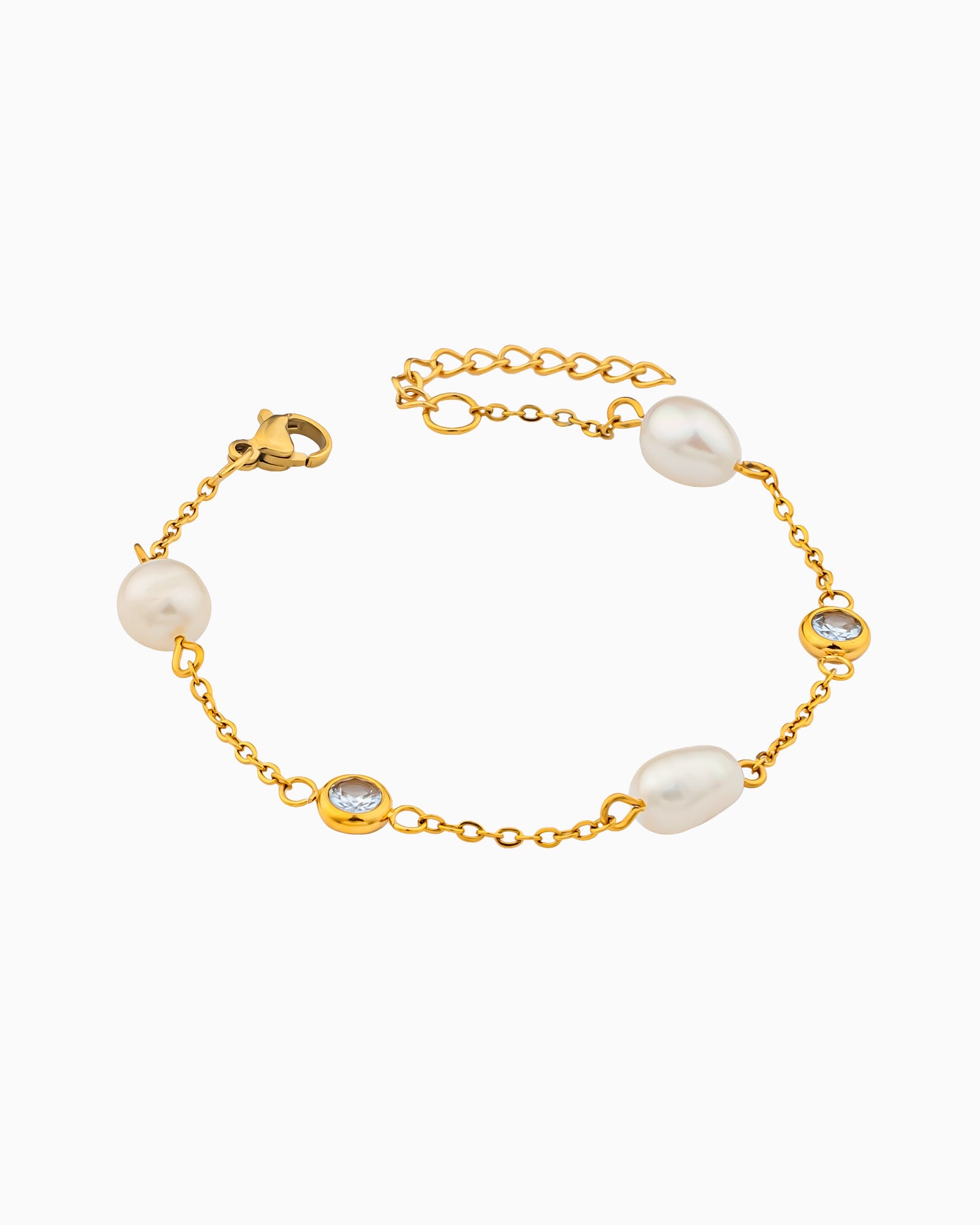 Luna Freshwater Pearl and Cubic Zirconia Station Bracelet | Zoe Olivia Jewellery Australia