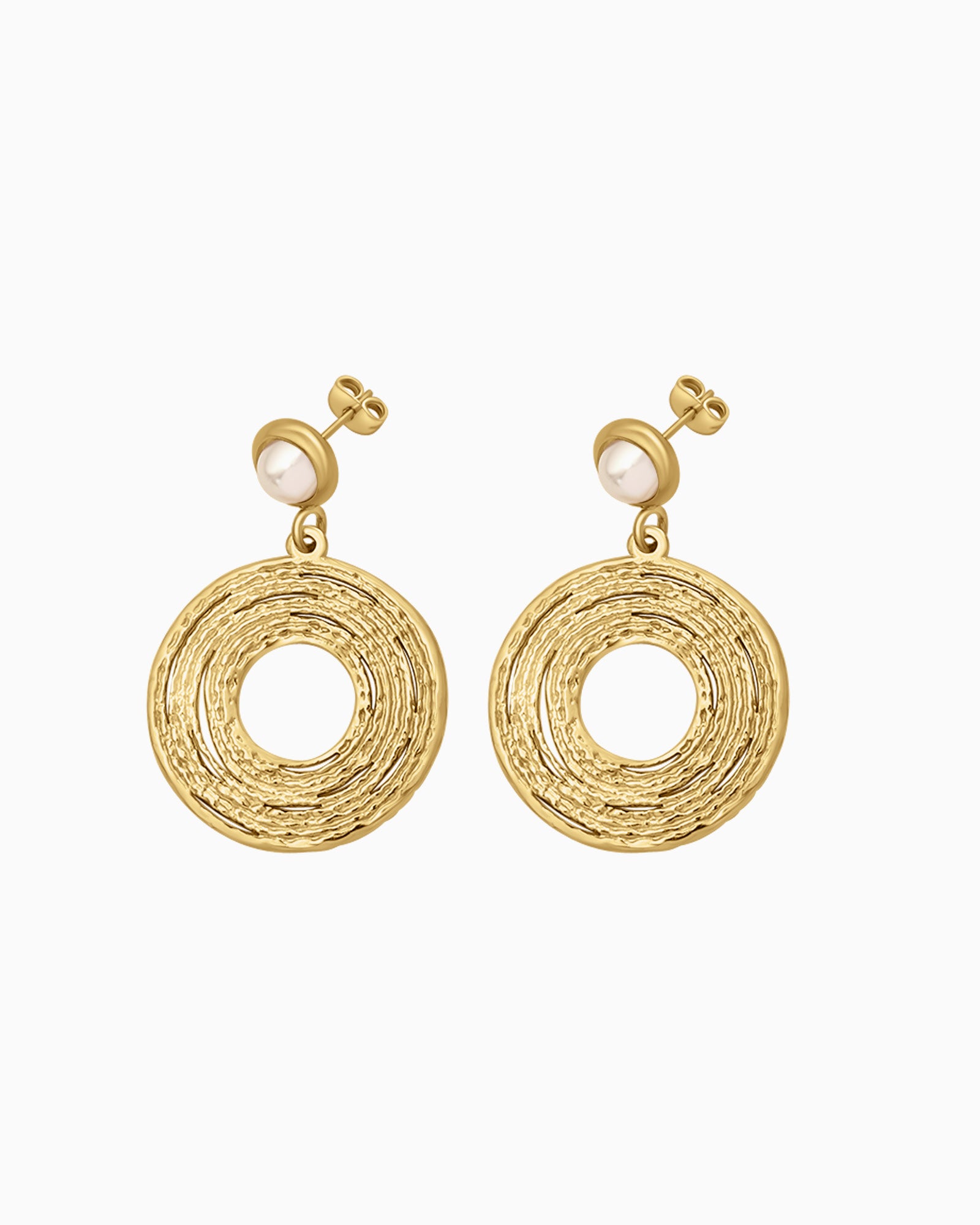 Opaline Medallion Style Pearl Stud Drop Earrings