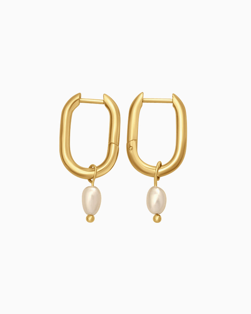 Opaline Mini Freshwater Pearl Oval Hoops