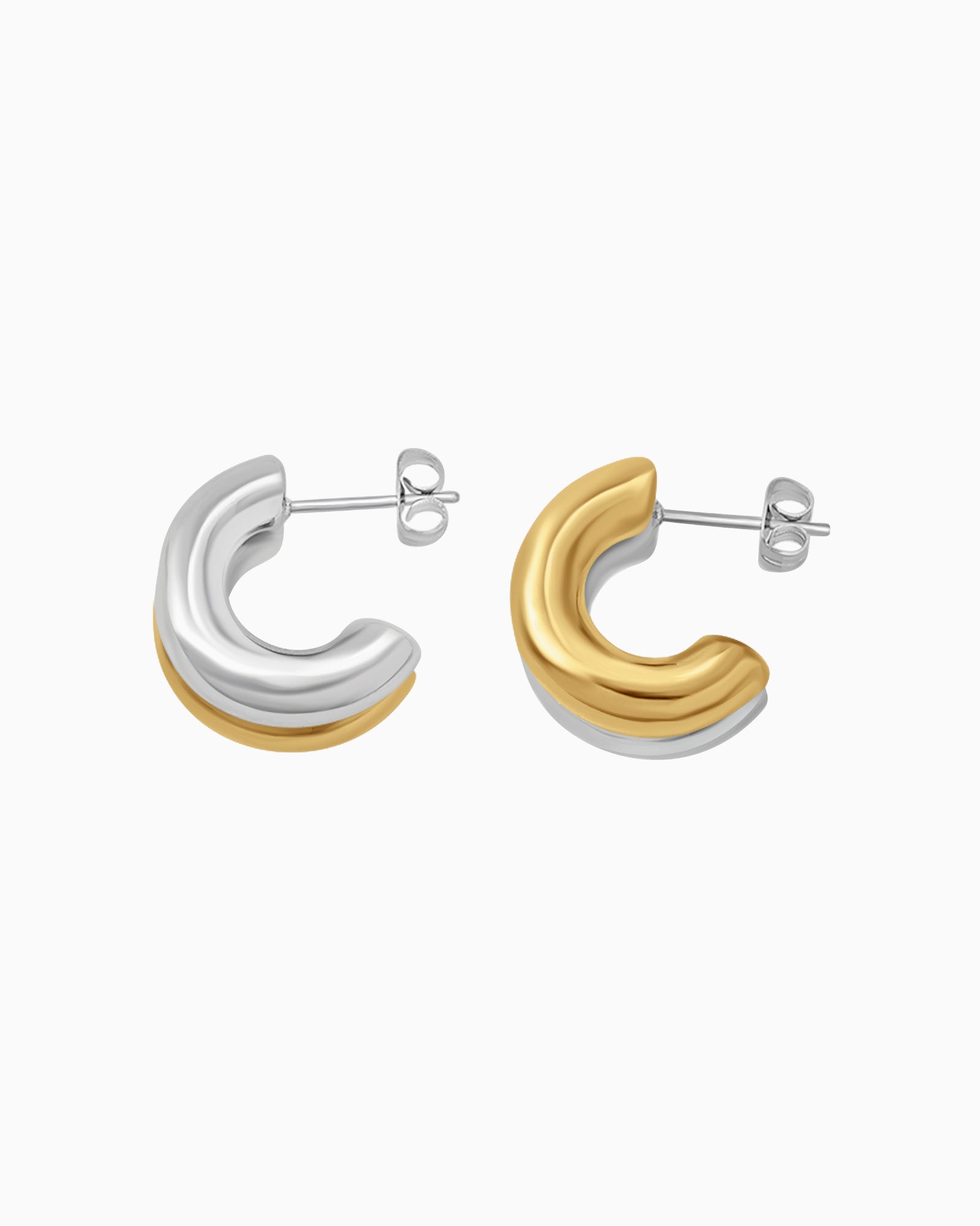 Dunes Chunky Two-Tone Double Stud Hoops