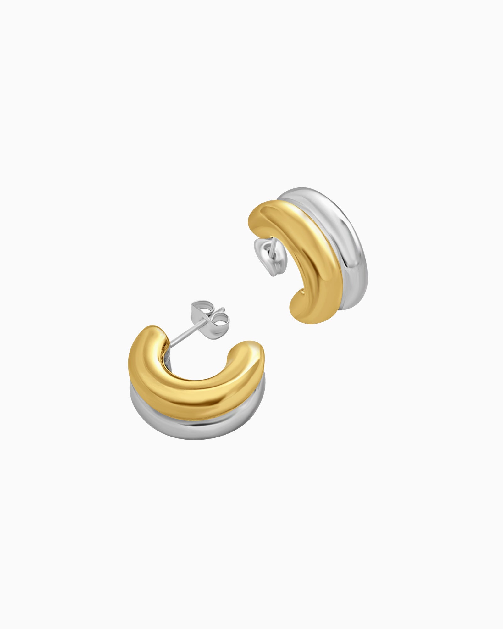 Dunes Chunky Two-Tone Double Stud Hoops