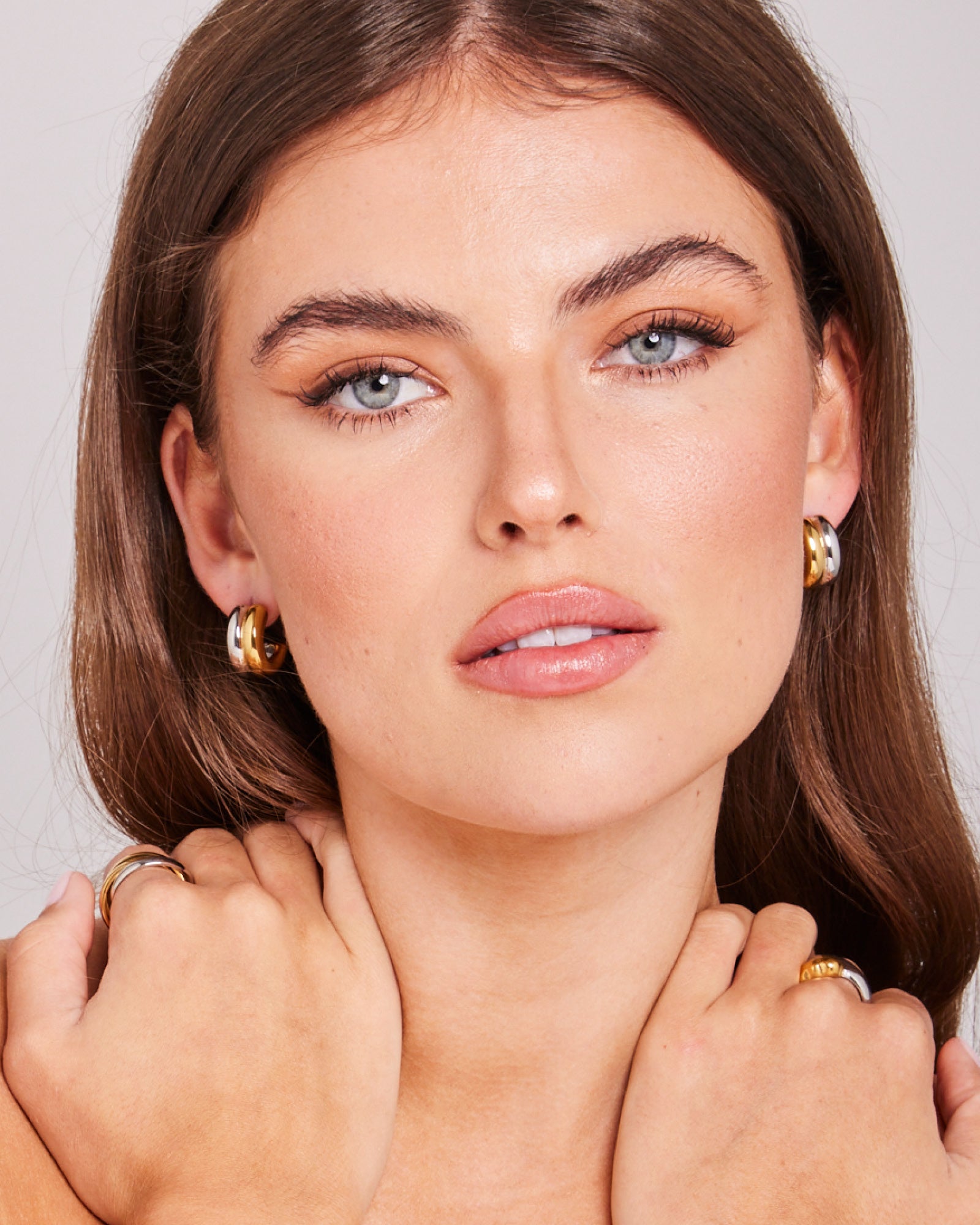 Gold & Silver Two‑Tone Earring Set