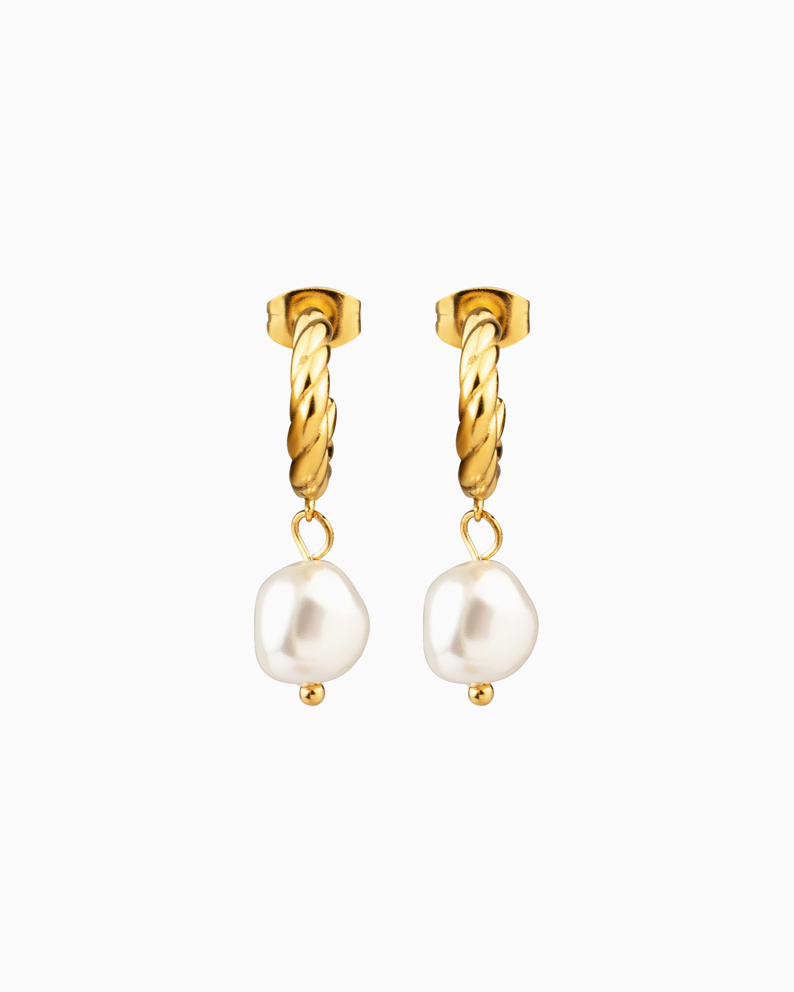 Opaline Twist Pearl Drop Stud Hoops