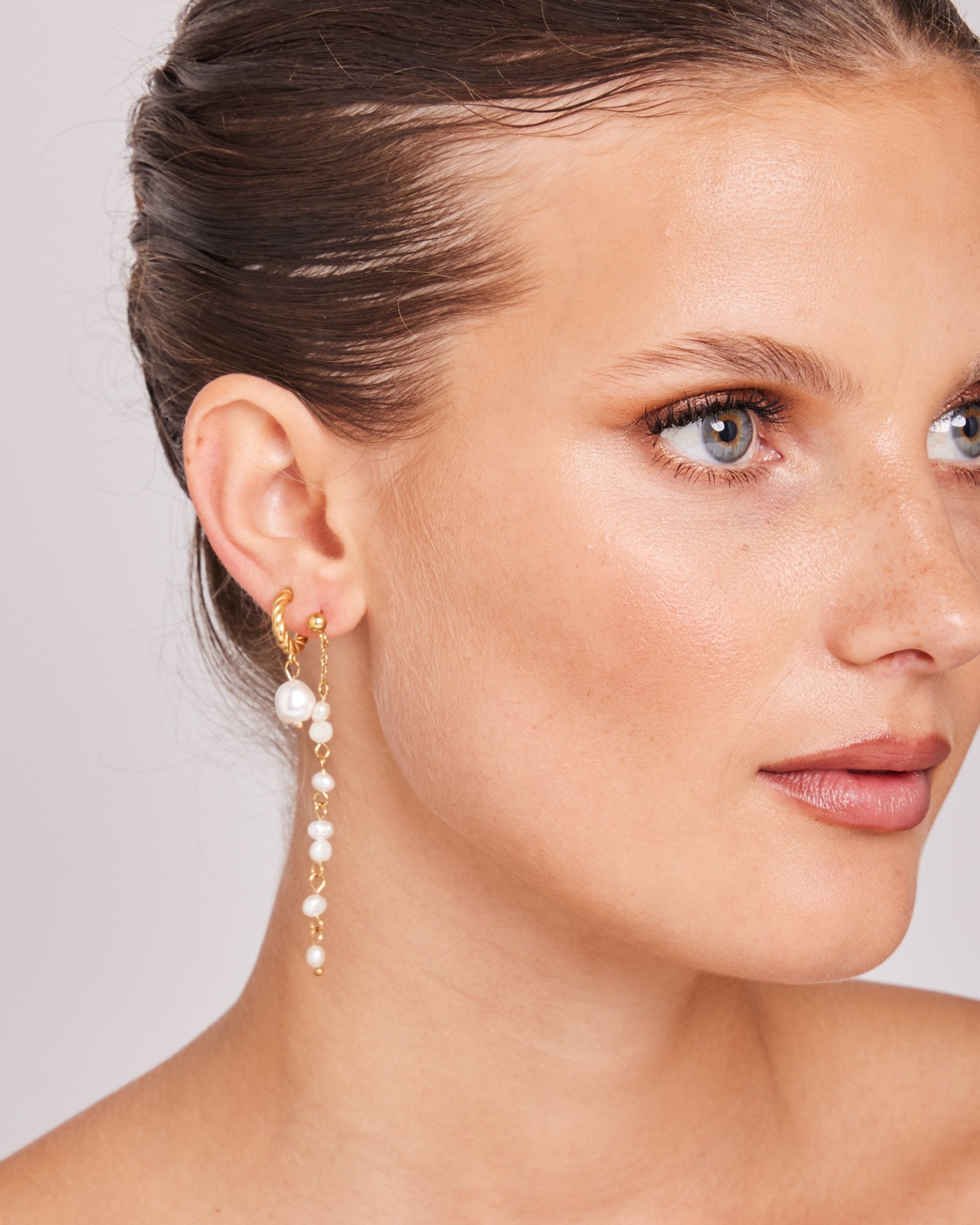 Opaline Twist Pearl Drop Stud Hoops | Zoe Olivia Jewellery Australia