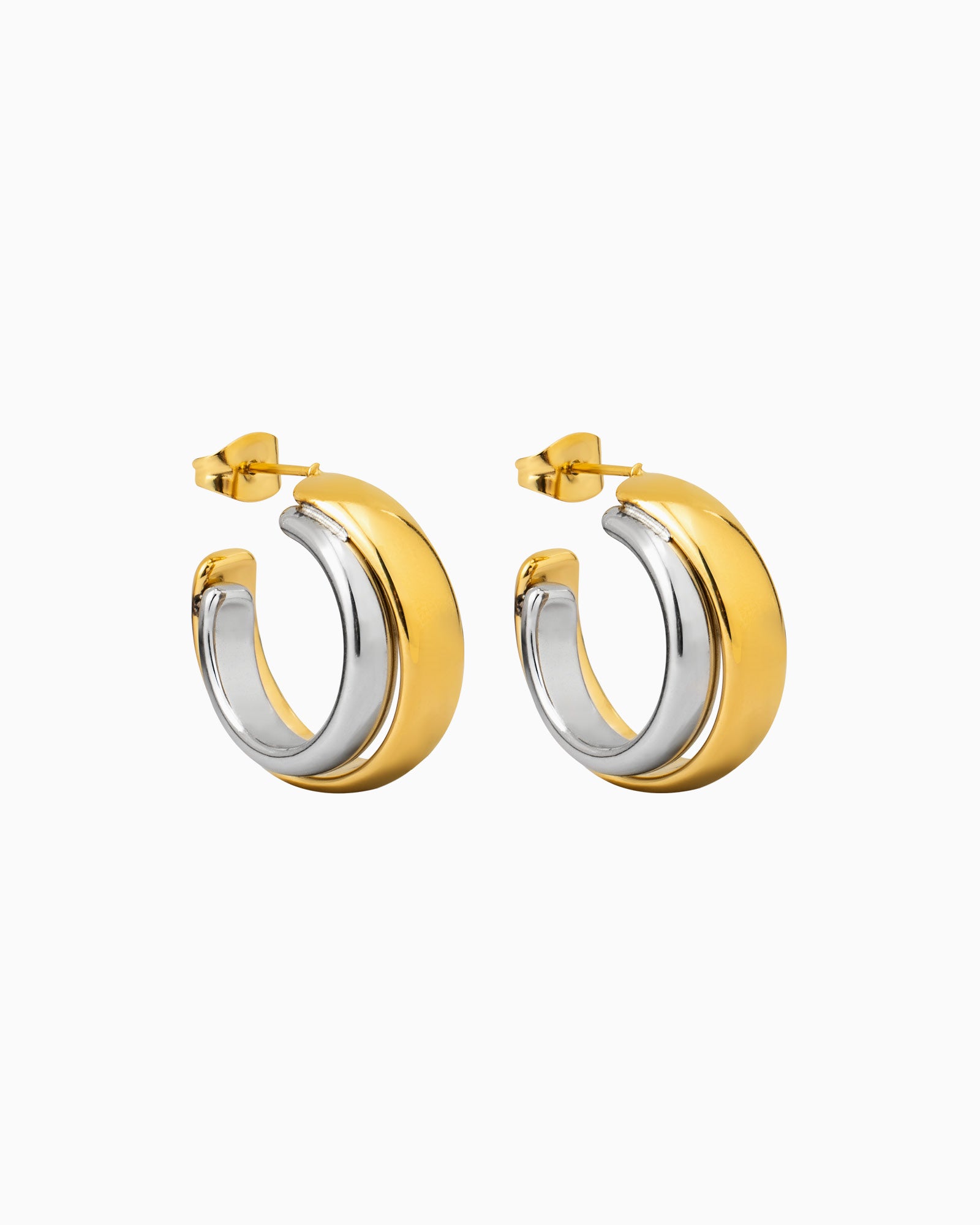 Dunes Two-Tone Double Stud Hoops