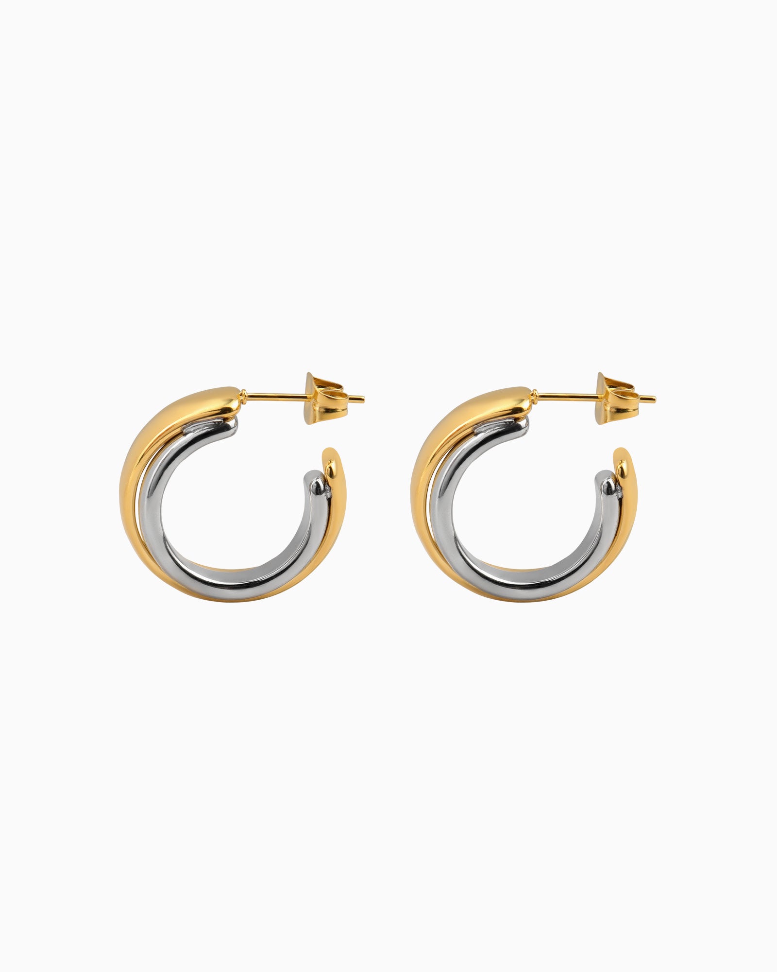 Dunes Two-Tone Double Stud Hoops