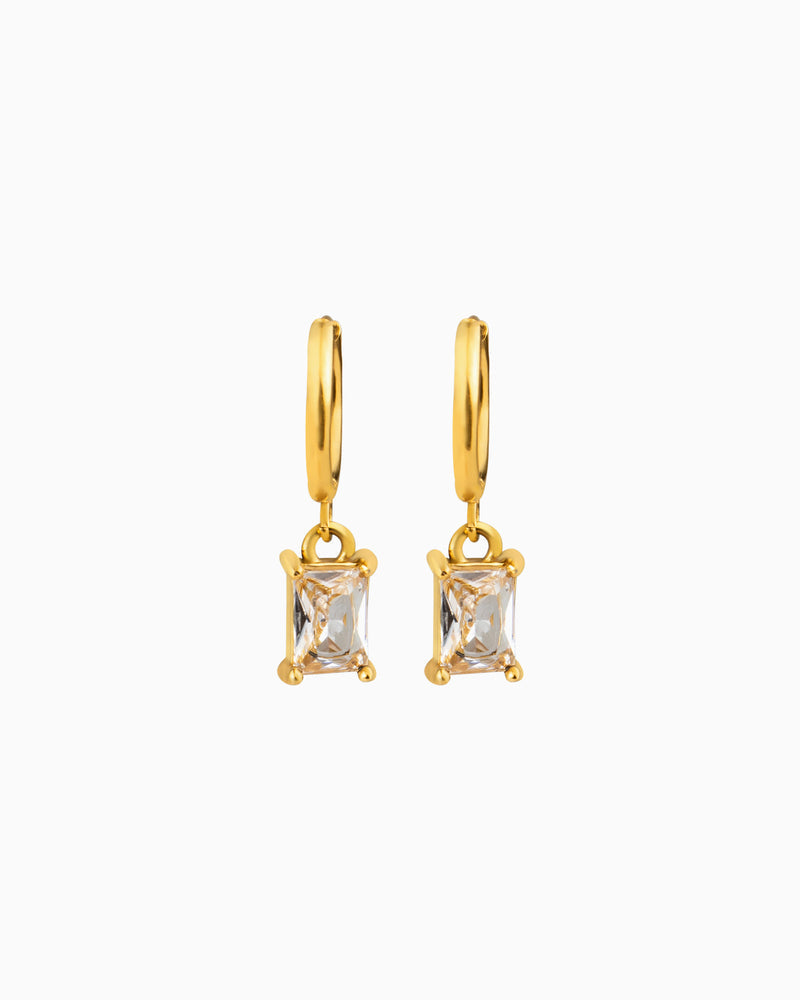 Aurora Large Emerald Cut Pendant Hoops