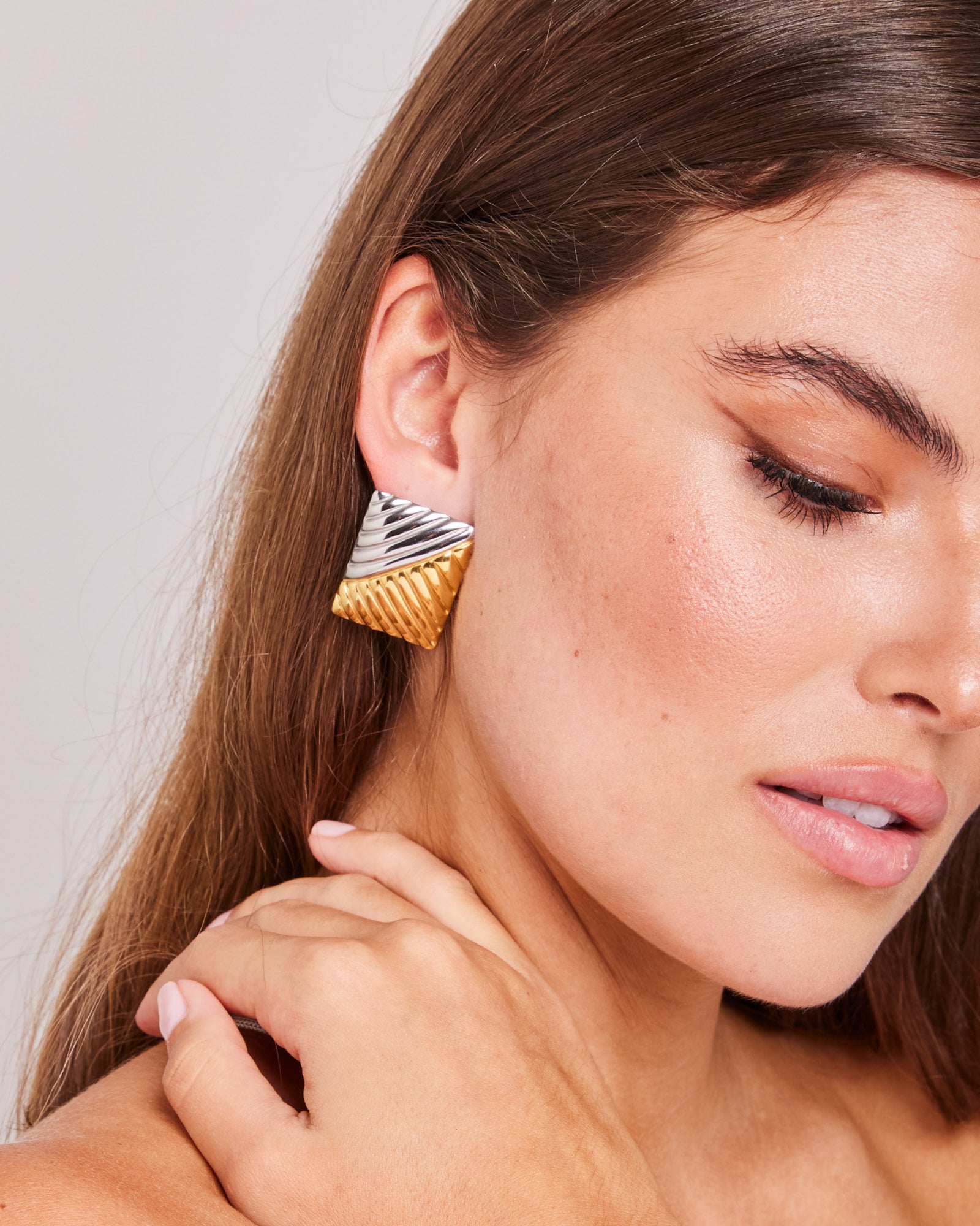 Two Tone Bold Two-Tone Textured Stud Earrings | Zoe Olivia Jewellery Australia