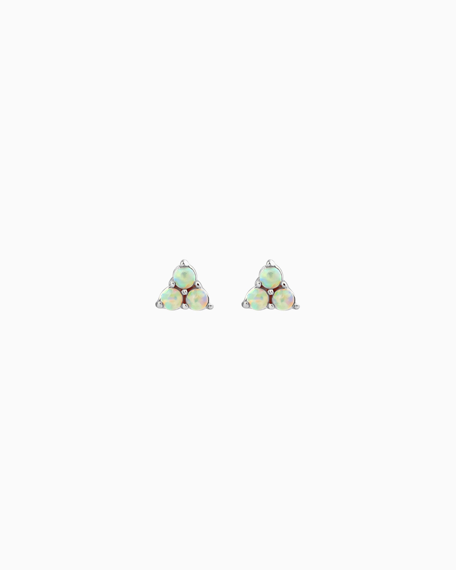 Iridescent Opal Tri-Ball Stud Earrings in Silver | Zoe Olivia Jewellery Australia