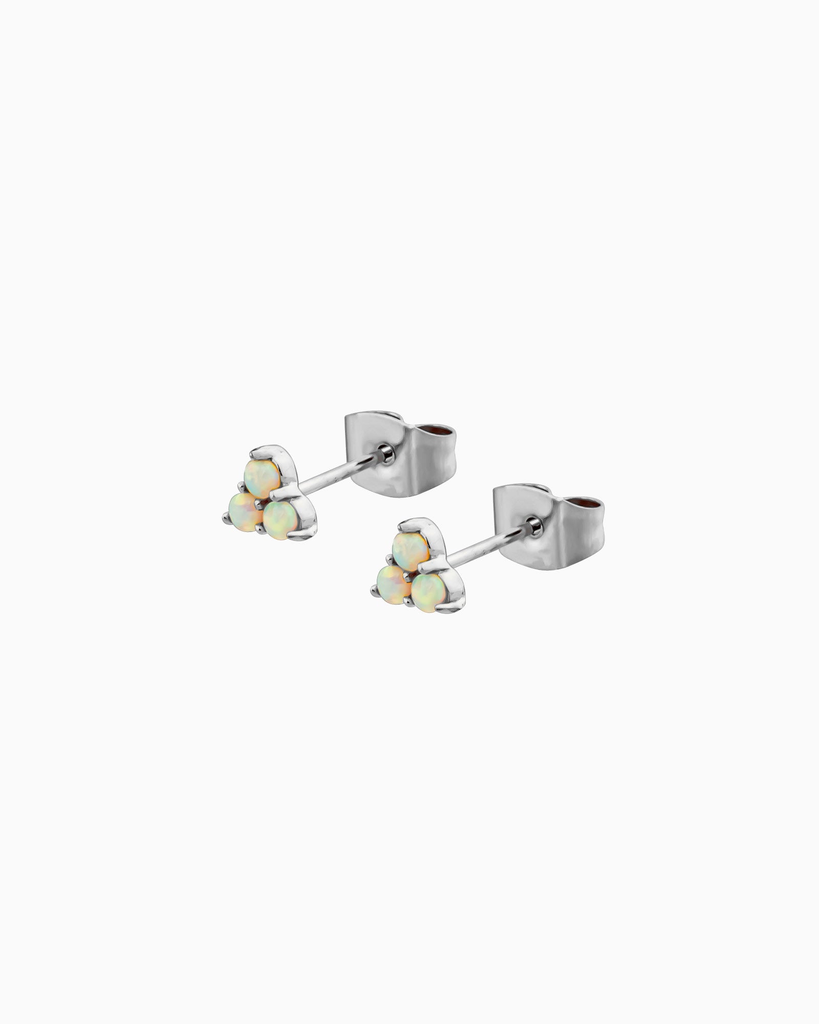 Iridescent Opal Tri-Ball Stud Earrings in Silver | Zoe Olivia Jewellery Australia