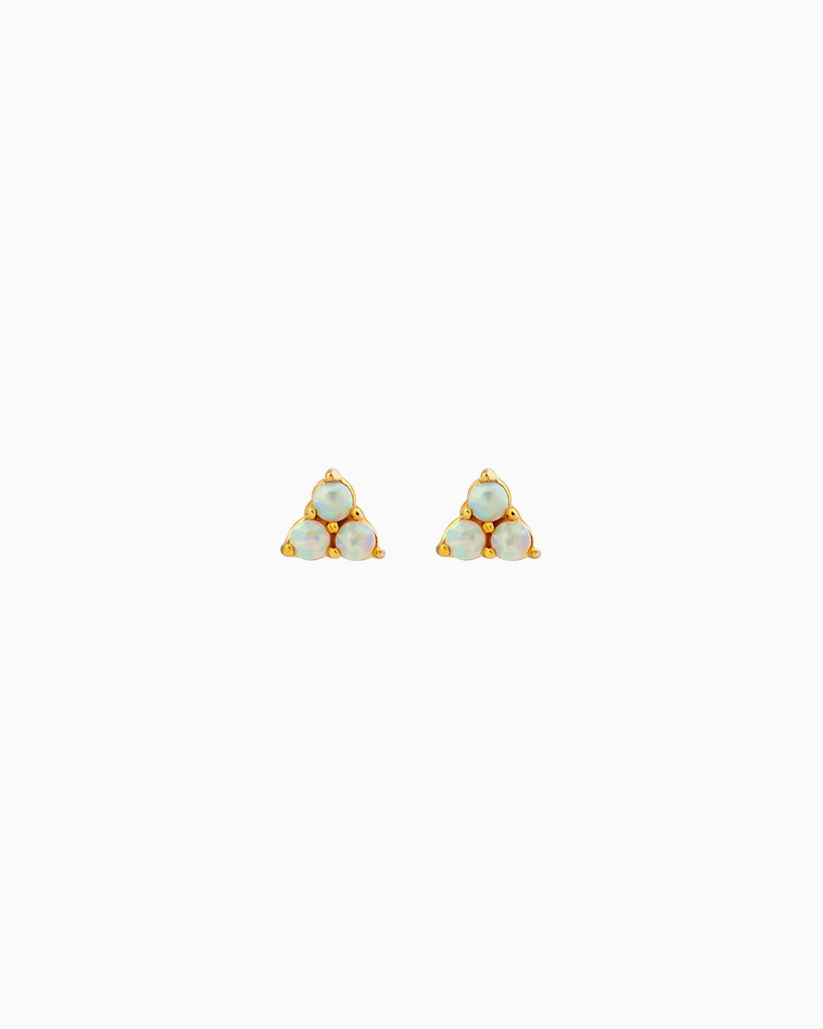 Iridescent Opal Tri-Ball Stud Earrings in Gold | Zoe Olivia Jewellery Australia