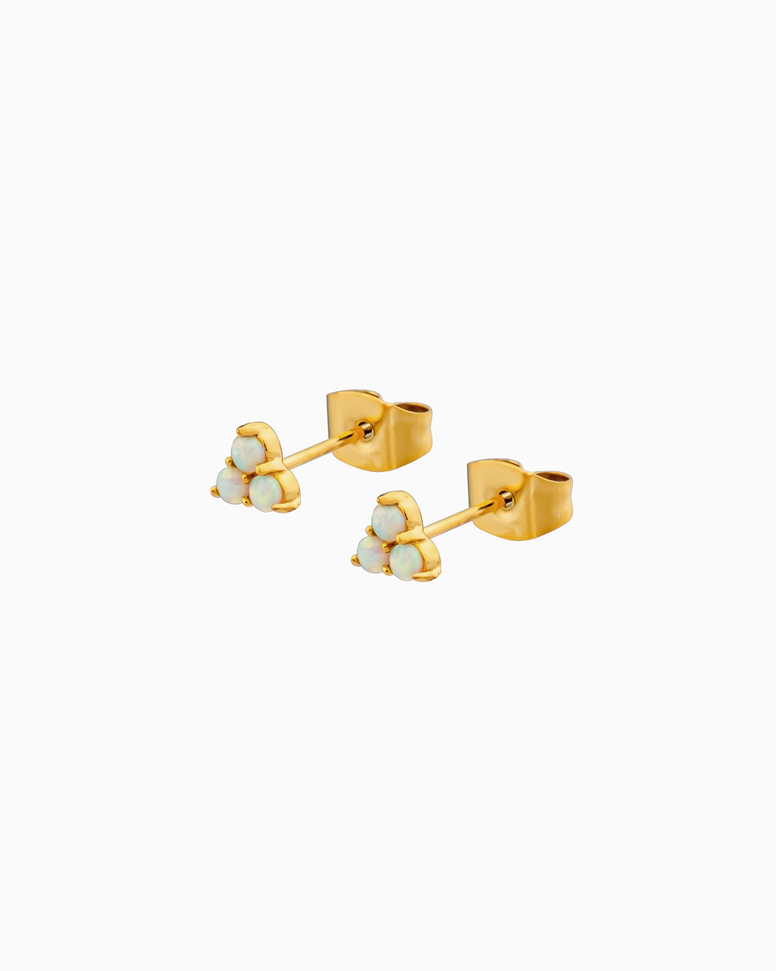 Iridescent Opal Tri-Ball Stud Earrings in Gold | Zoe Olivia Jewellery Australia