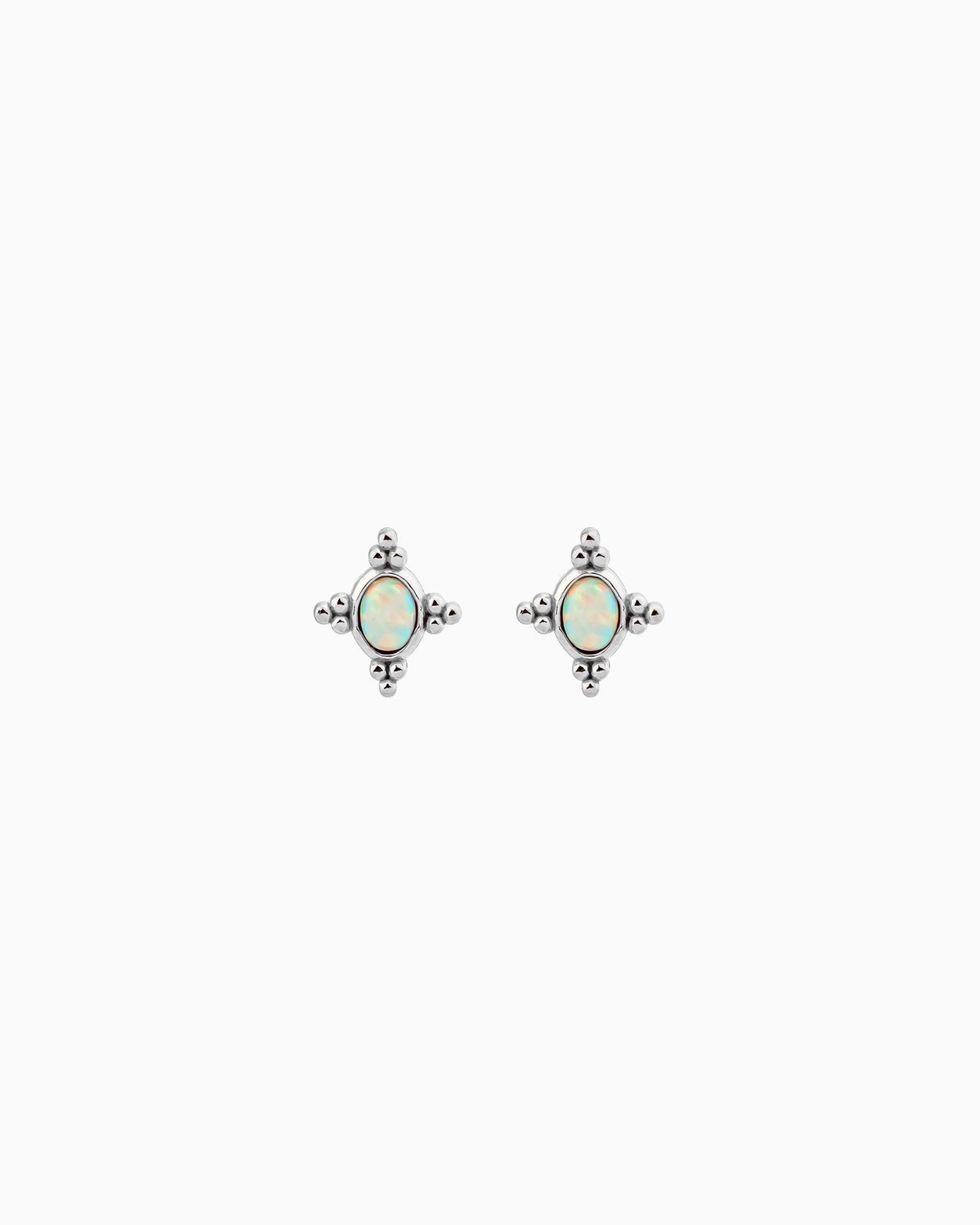 Iridescent Opal Star Stud Earrings in Silver | Zoe Olivia Jewellery Australia