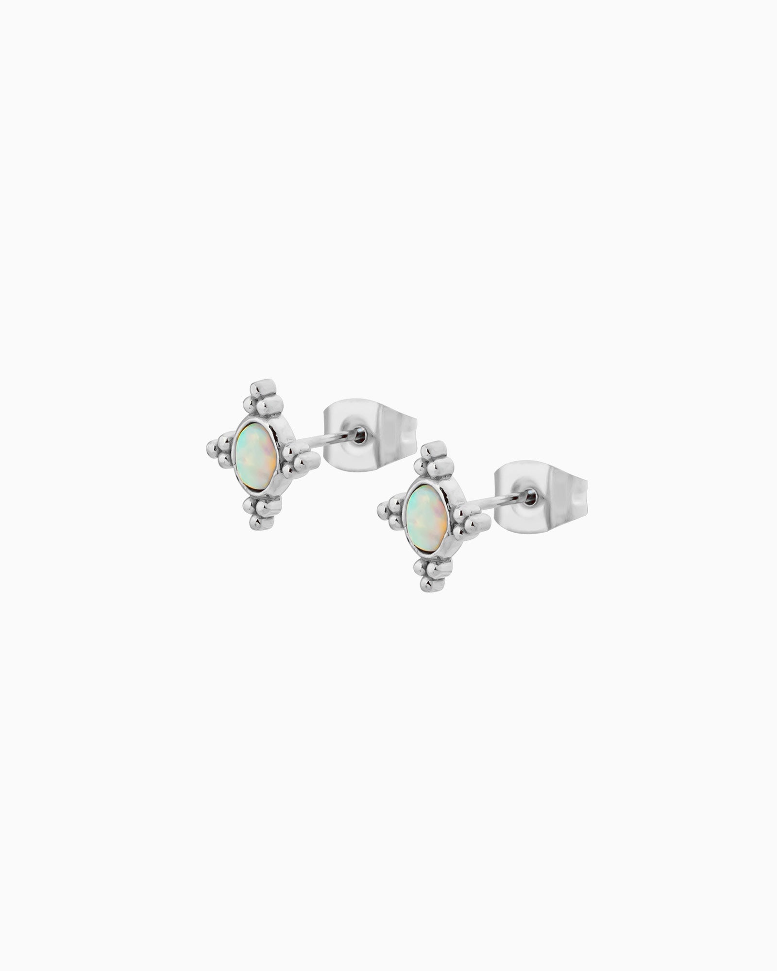 Iridescent Opal Star Stud Earrings in Silver | Zoe Olivia Jewellery Australia