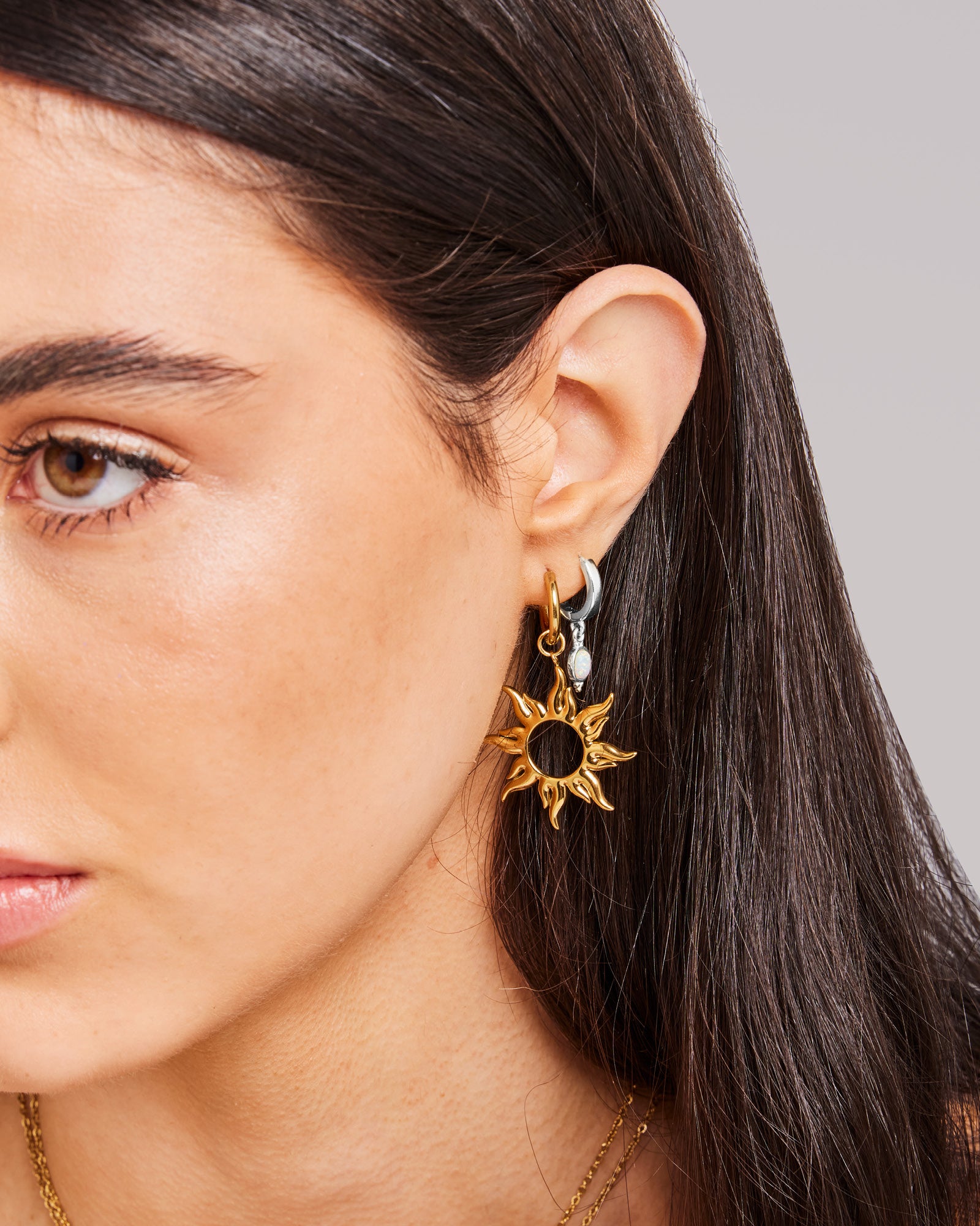 Iridescent Opal Oval Drop Earrings in Silver | Zoe Olivia Jewellery Australia