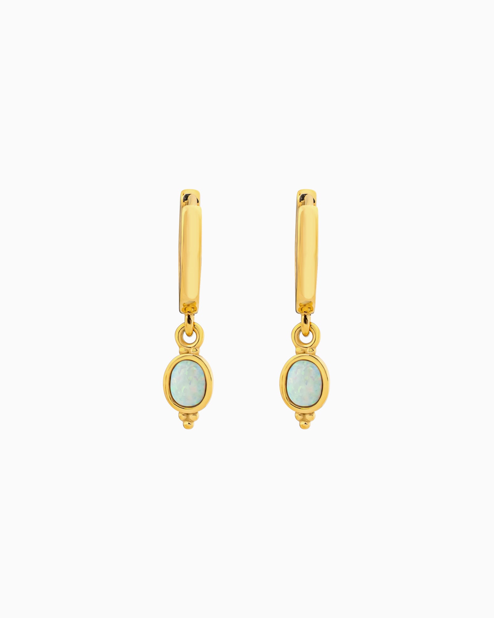 Iridescent Opal Oval Drop Earrings in Gold | Zoe Olivia Jewellery Australia