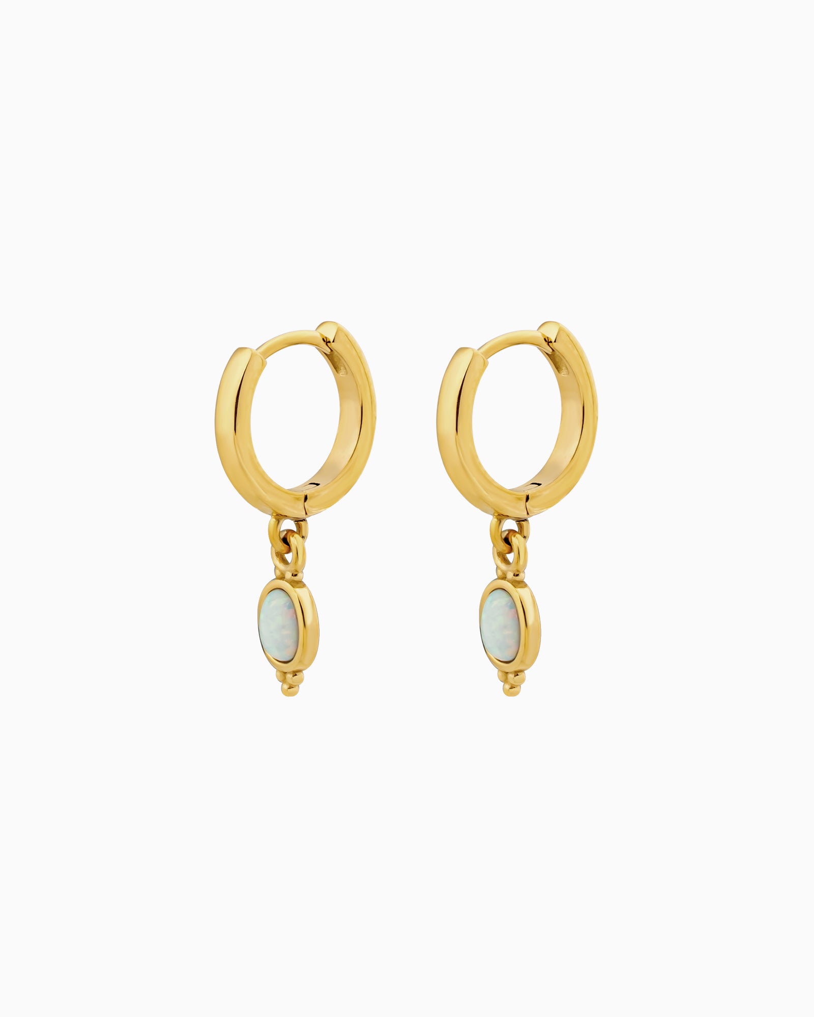 Iridescent Opal Oval Drop Earrings in Gold | Zoe Olivia Jewellery Australia