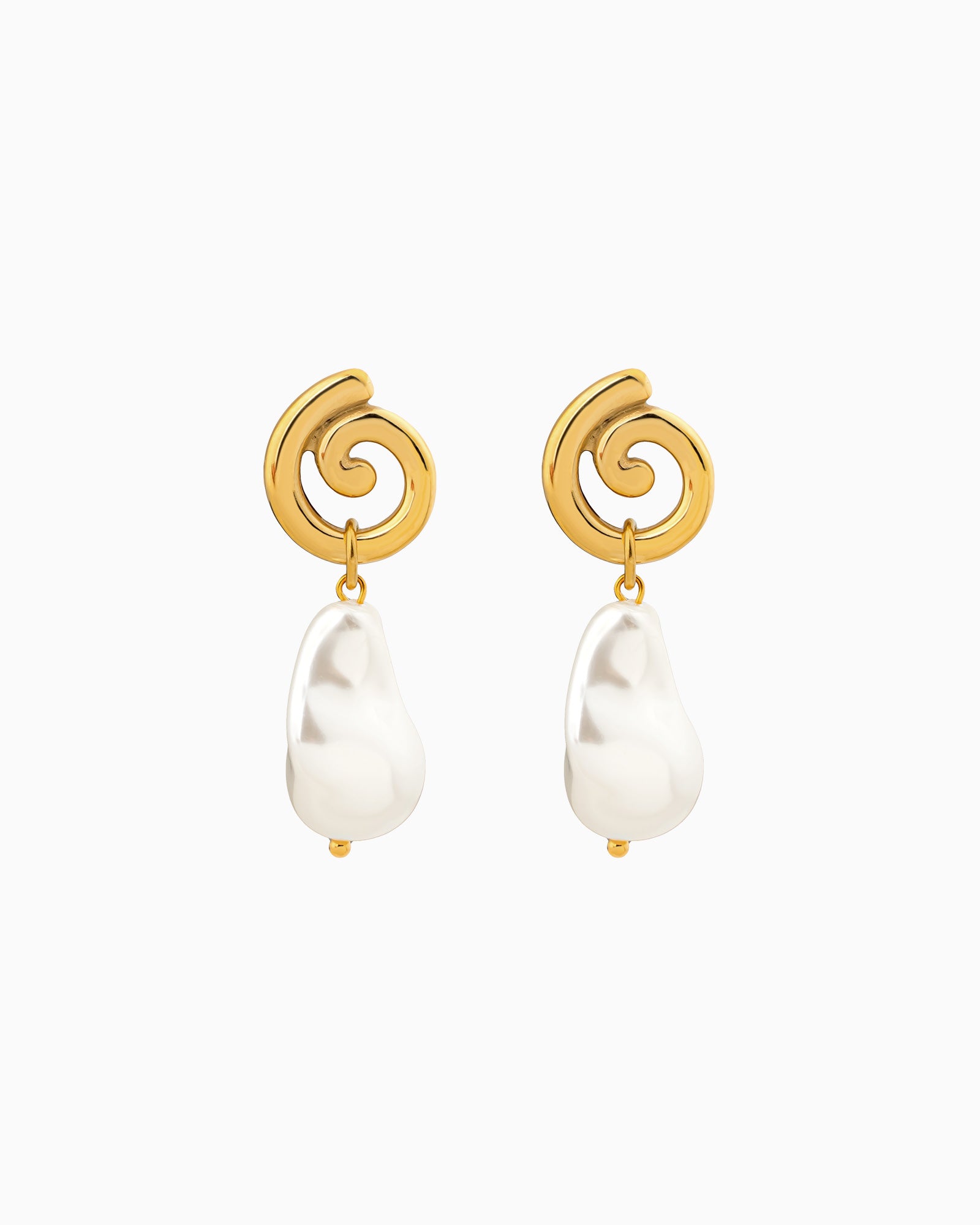 Solara Spiral Stud Pearl Drop Earrings | Zoe Olivia Jewellery Australia