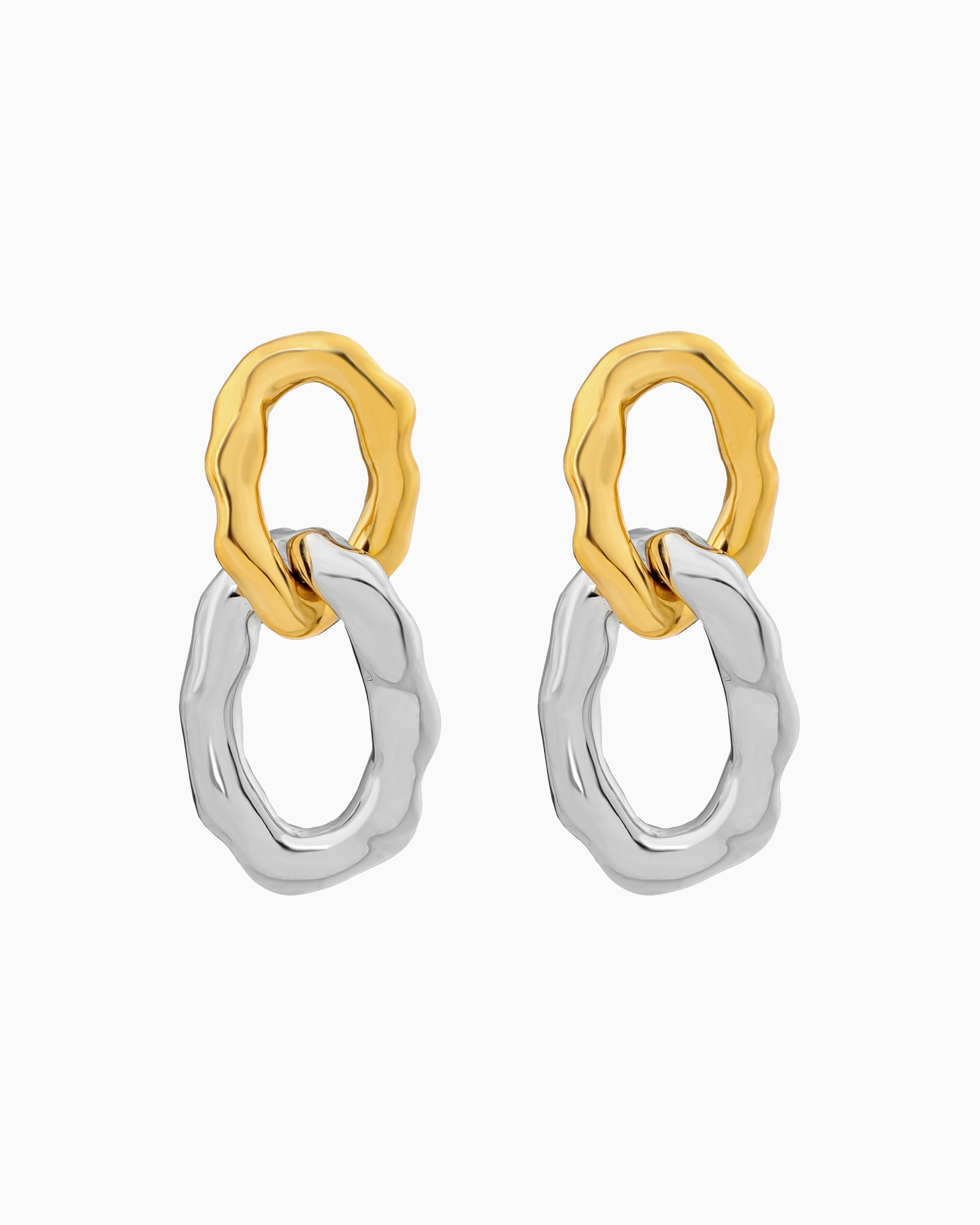 Aurelia Textured Oval Drop Stud Earrings Two-Tone | Zoe Olivia Jewellery Australia