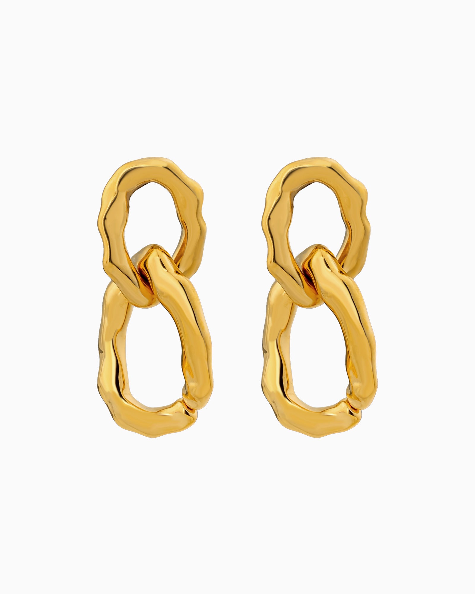 Aurelia Textured Oval Drop Stud Earrings in Gold | Zoe Olivia Jewellery Australia