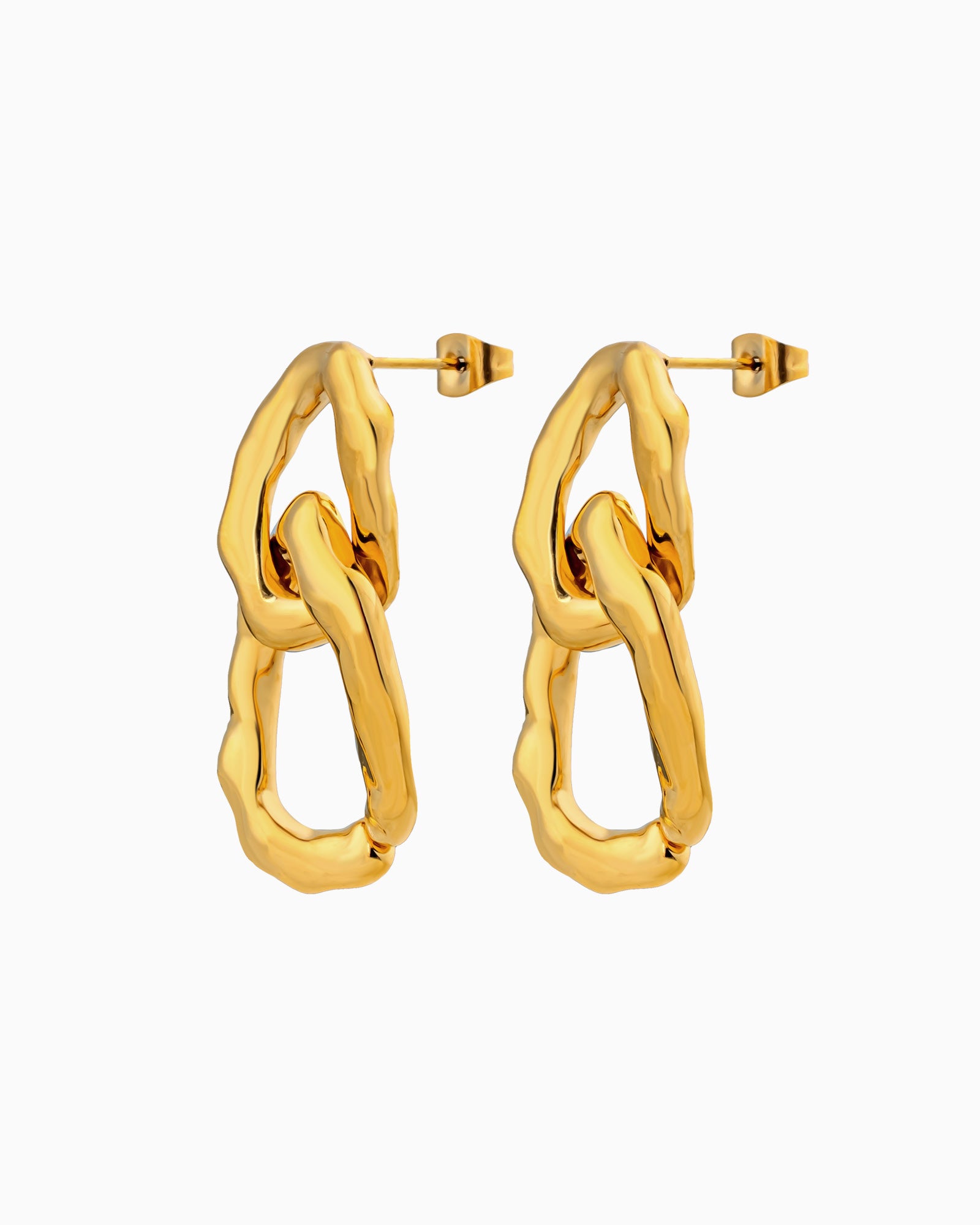 Aurelia Textured Oval Drop Stud Earrings in Gold | Zoe Olivia Jewellery Australia