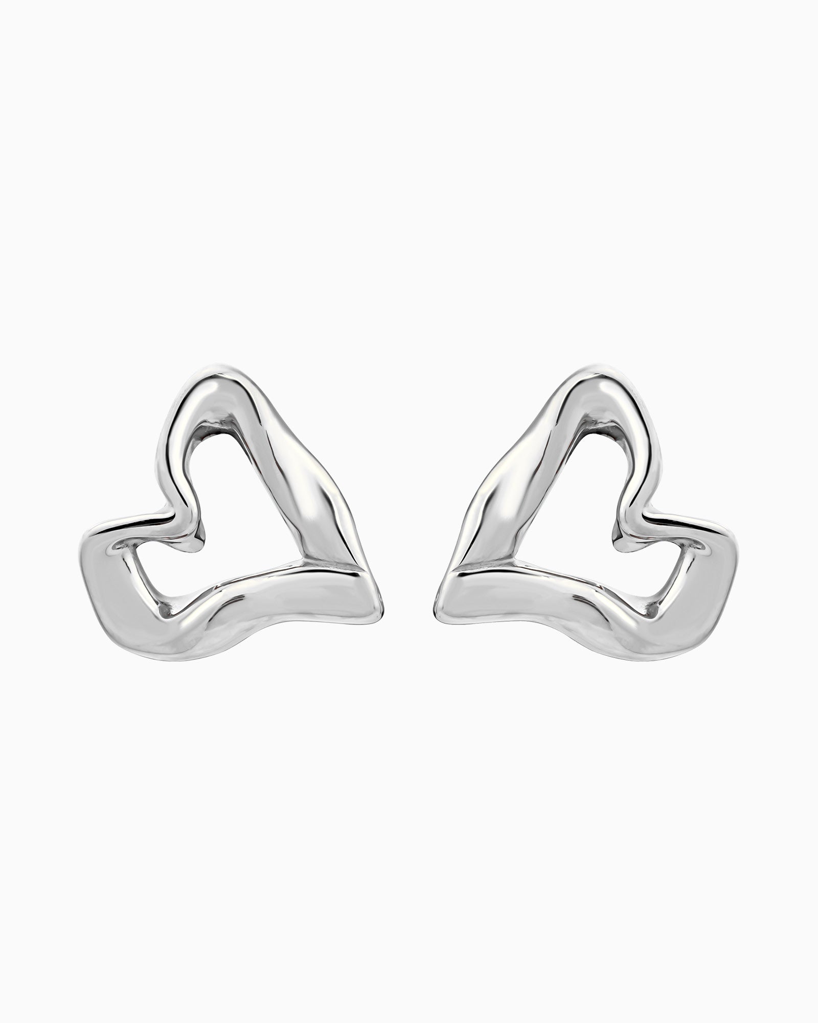 Aurelia Organic Heart Stud Earrings in Silver | Zoe Olivia Jewellery Australia