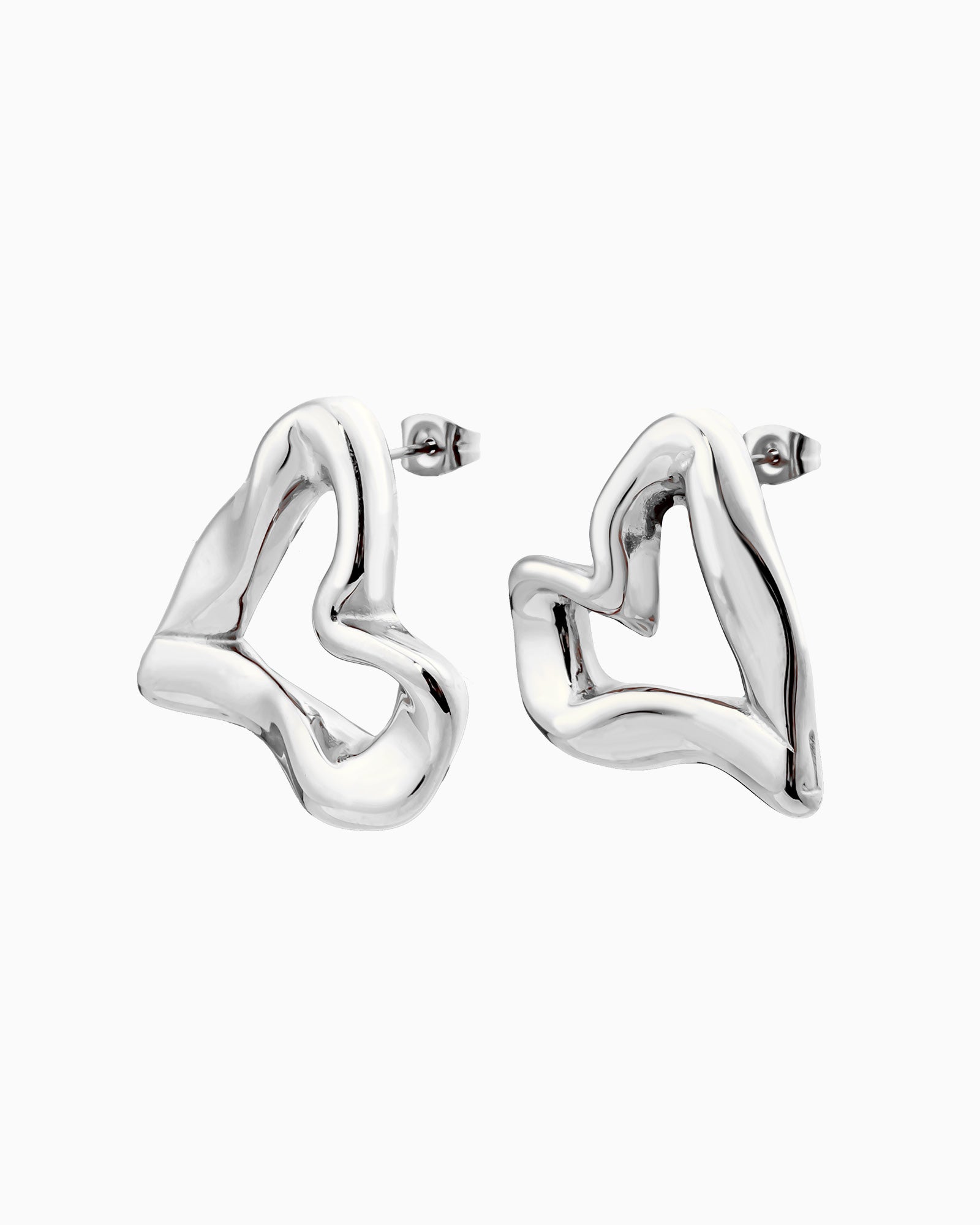 Aurelia Organic Heart Stud Earrings in Silver | Zoe Olivia Jewellery Australia