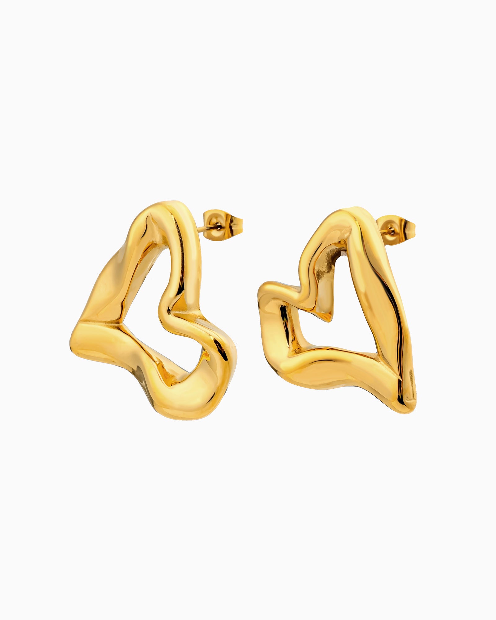 Aurelia Organic Heart Stud Earrings in Gold | Zoe Olivia Jewellery Australia