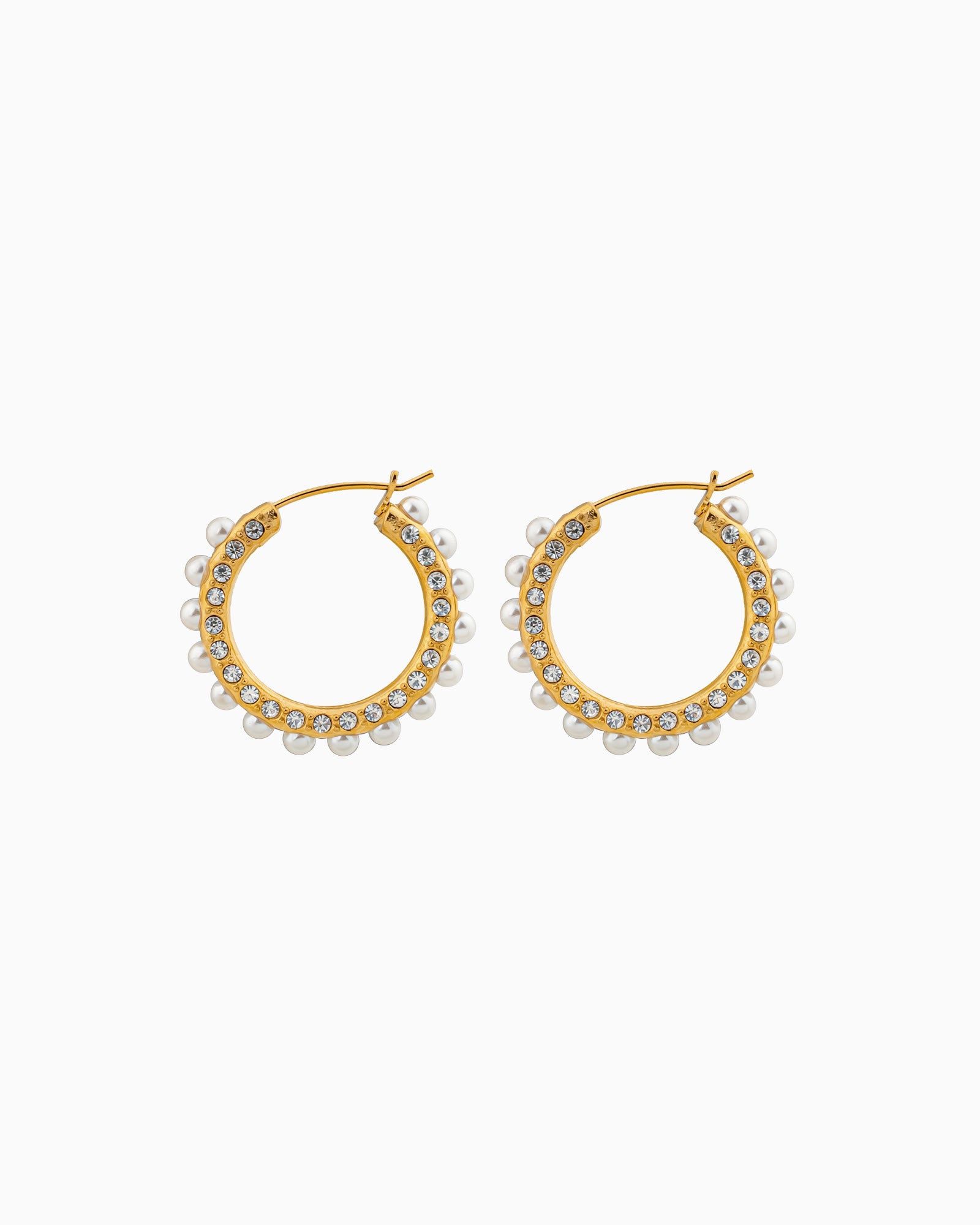 Luna Scattered Pearl and Cubic Zirconia Hoops | Zoe Olivia Jewellery Australia