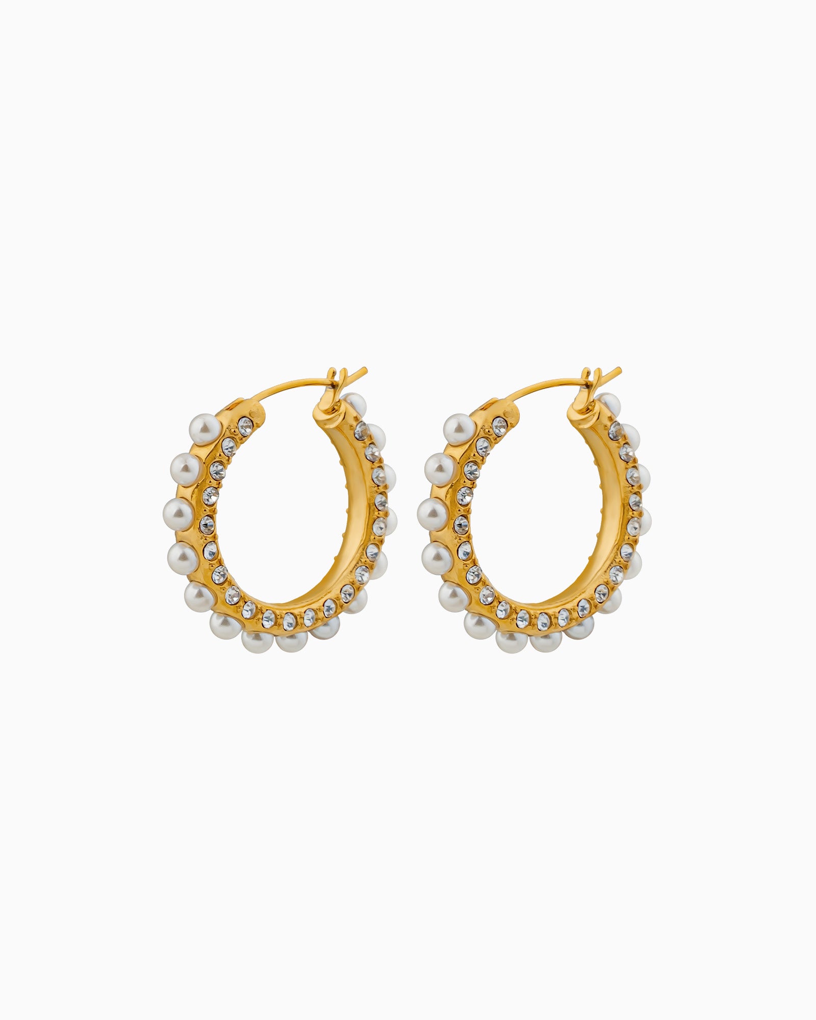 Luna Scattered Pearl and Cubic Zirconia Hoops | Zoe Olivia Jewellery Australia