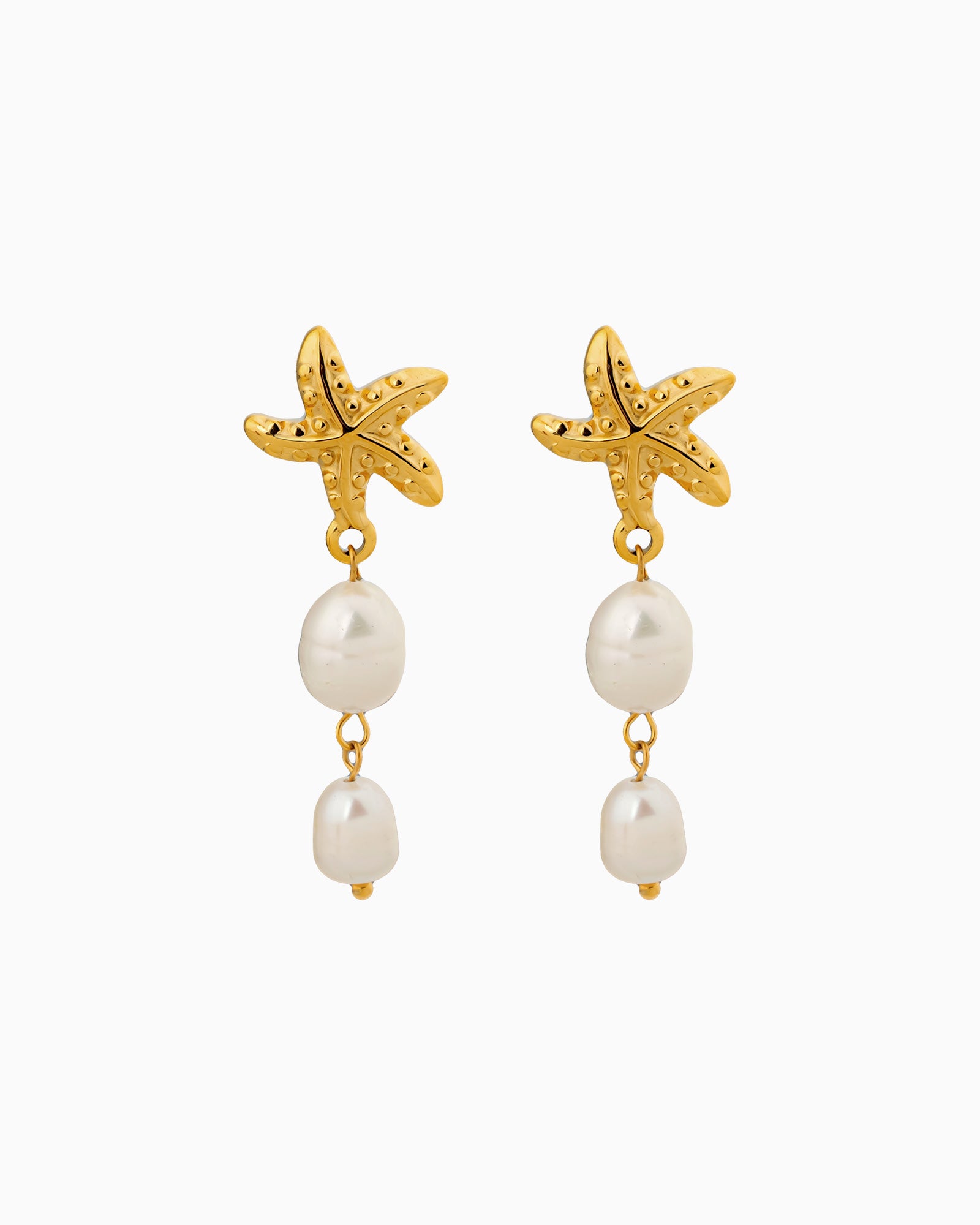 Solara Starfish and Pearl Double Drop Stud Earrings | Zoe Olivia Jewellery Australia
