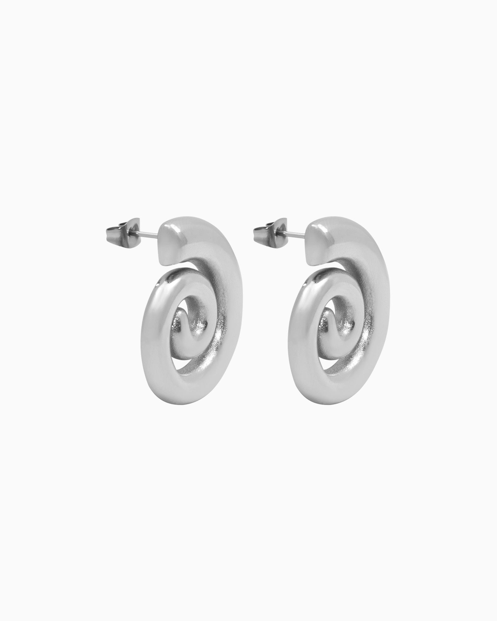 Aurelia Smooth Spiral Stud Earrings in Silver | Zoe Olivia Jewellery Australia