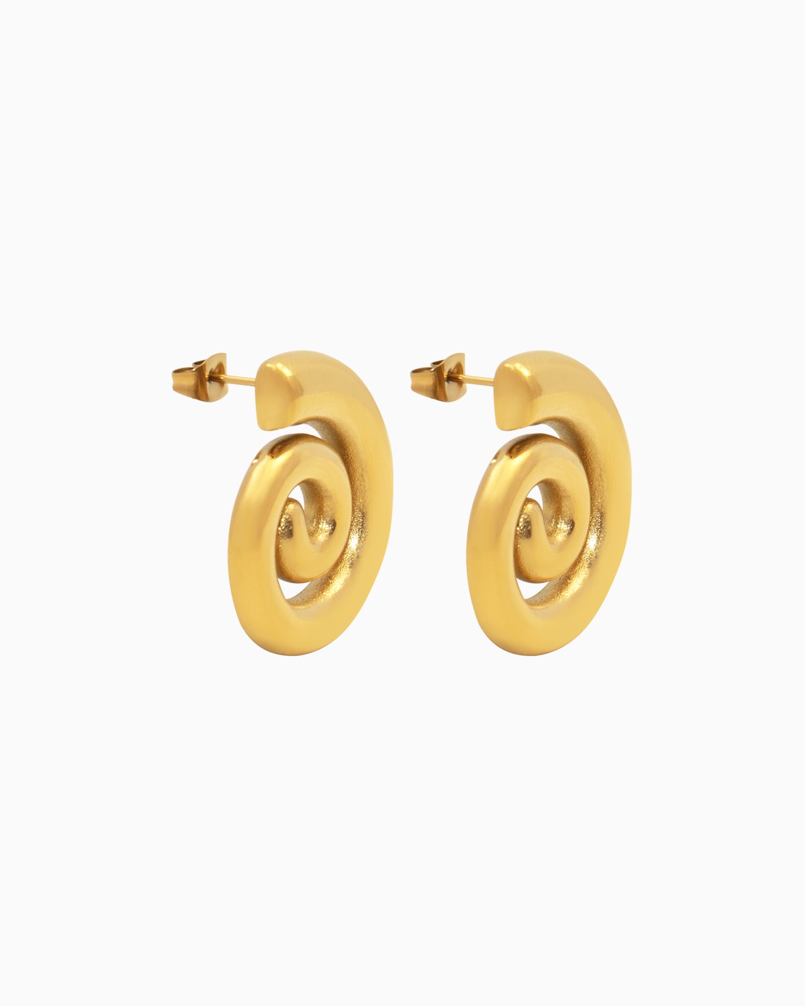 Aurelia Smooth Spiral Stud Earrings in Gold | Zoe Olivia Jewellery Australia